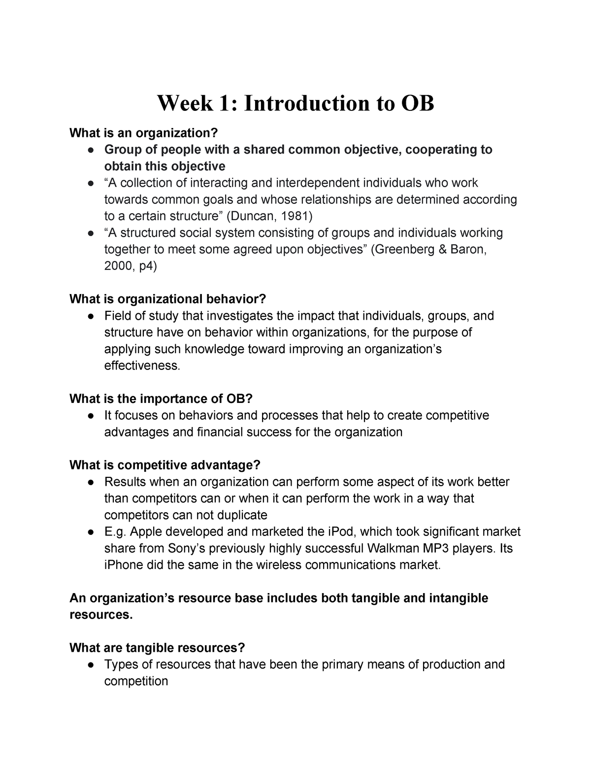 Organizational Behavior Lecture Notes 2021 - Week 1: Introduction To OB ...