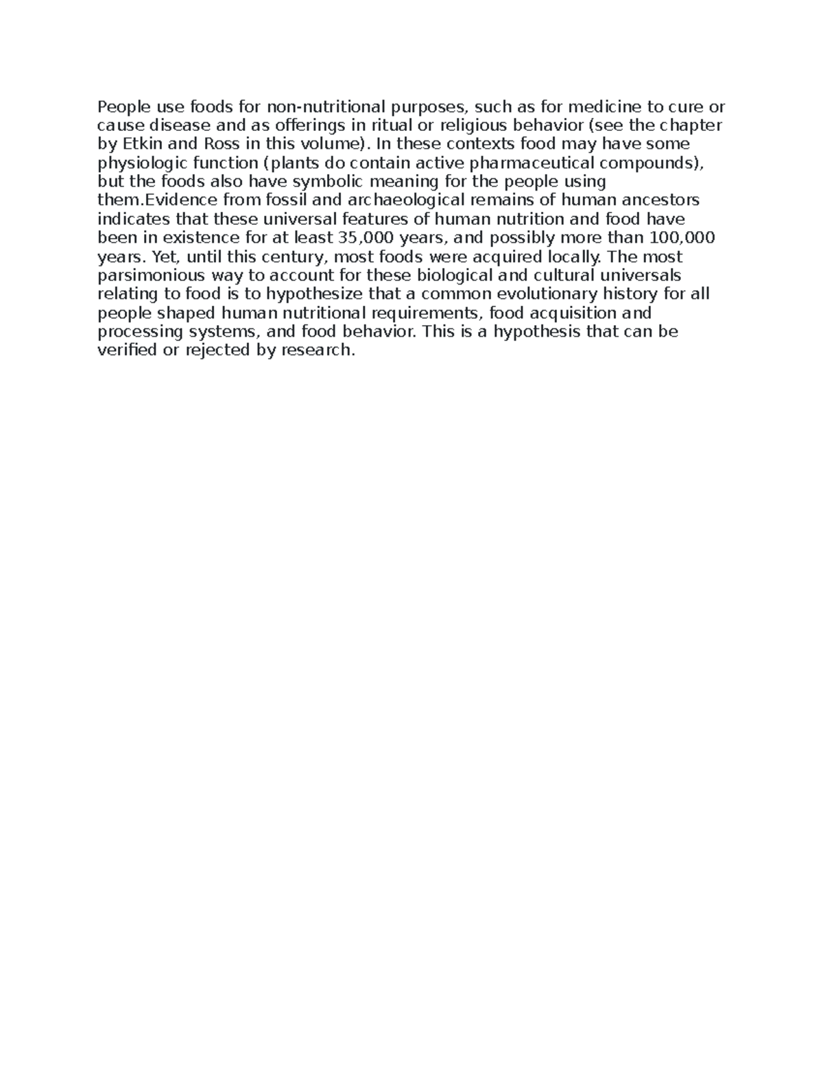 857 - notes written for bio - People use foods for non-nutritional ...