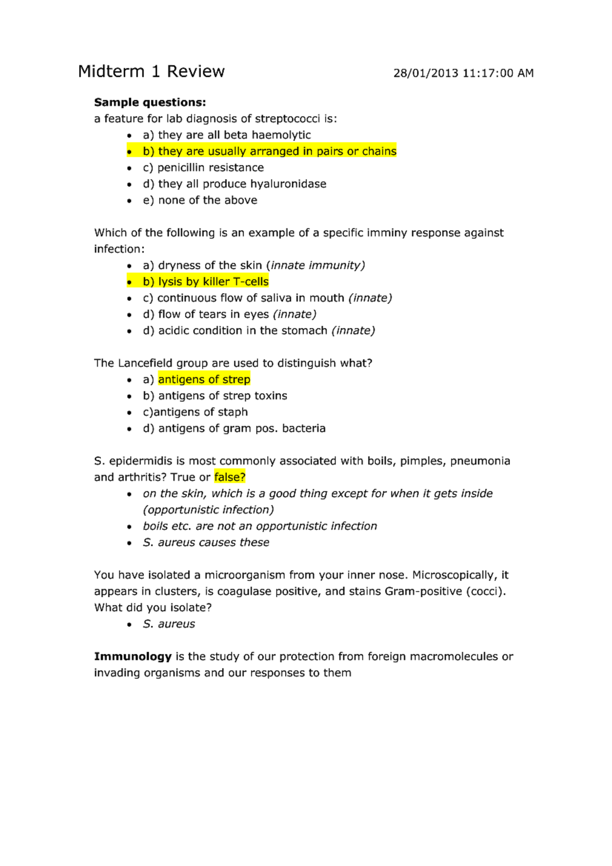 HSS1100 Midterm Exam 1 Notes - Dr. Pagotto - Midterm 1 Review 28/01 ...