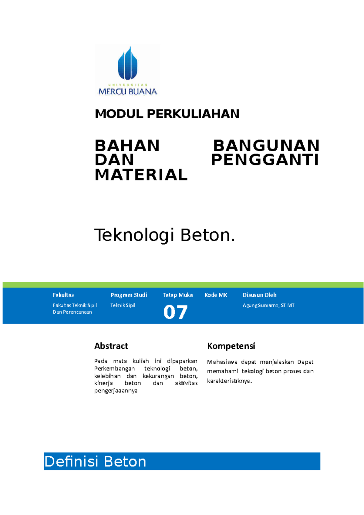 Bahan Bangunan-Pertemuan 7 - MODUL PERKULIAHAN BAHAN BANGUNAN DAN ...