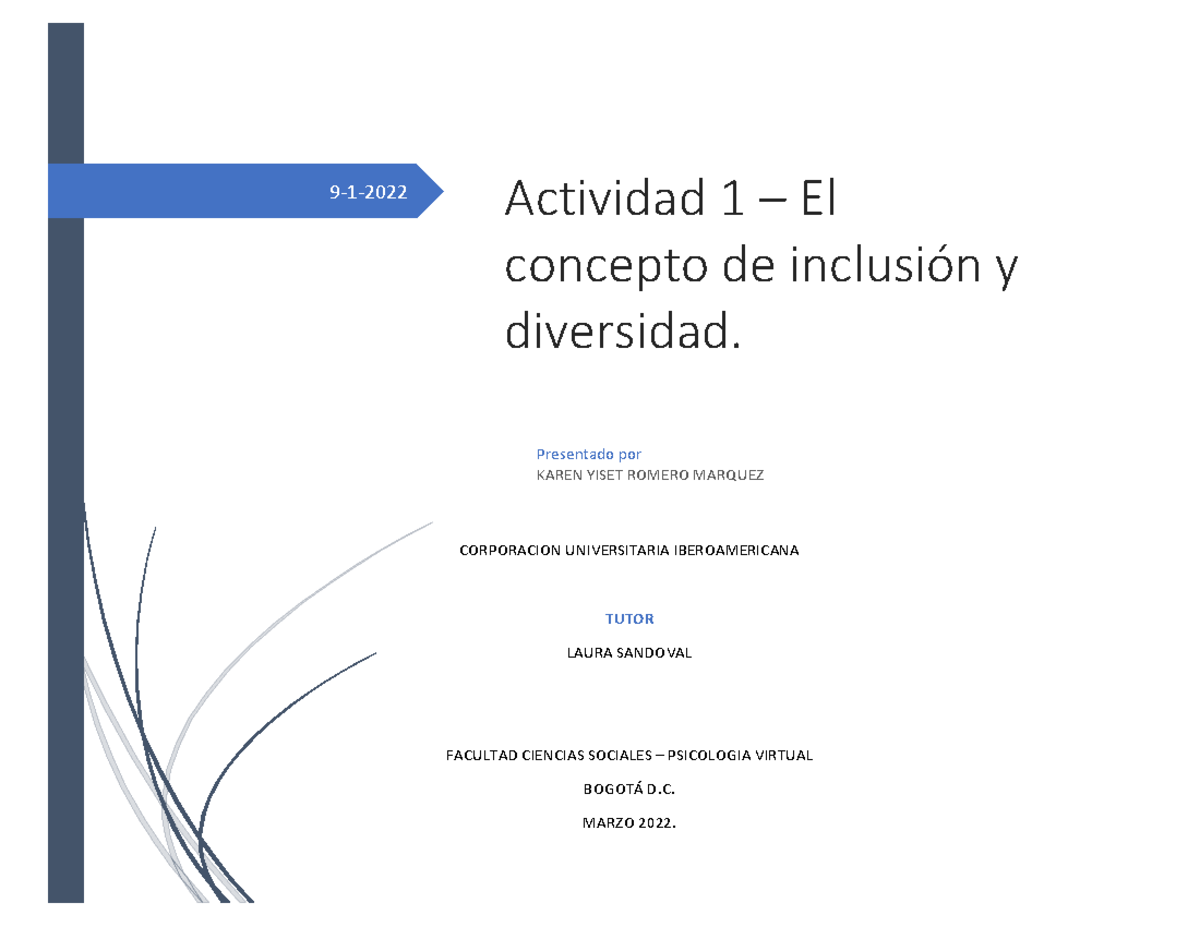 Actividad 1 El concepto de inclusión y diversidad - 9-1- Actividad 1 ...