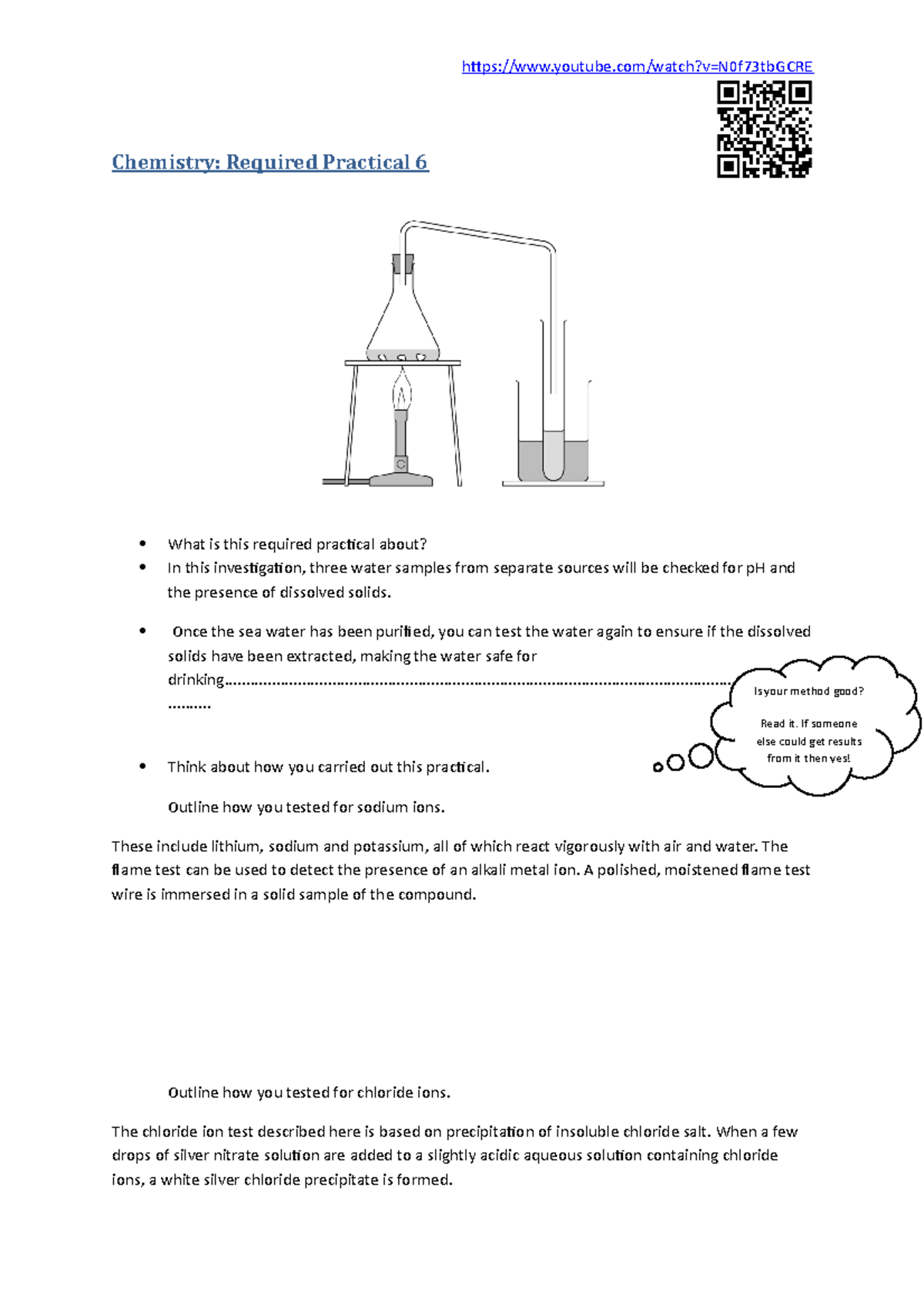 Water purification Chemistry Required Practical 6 What is this