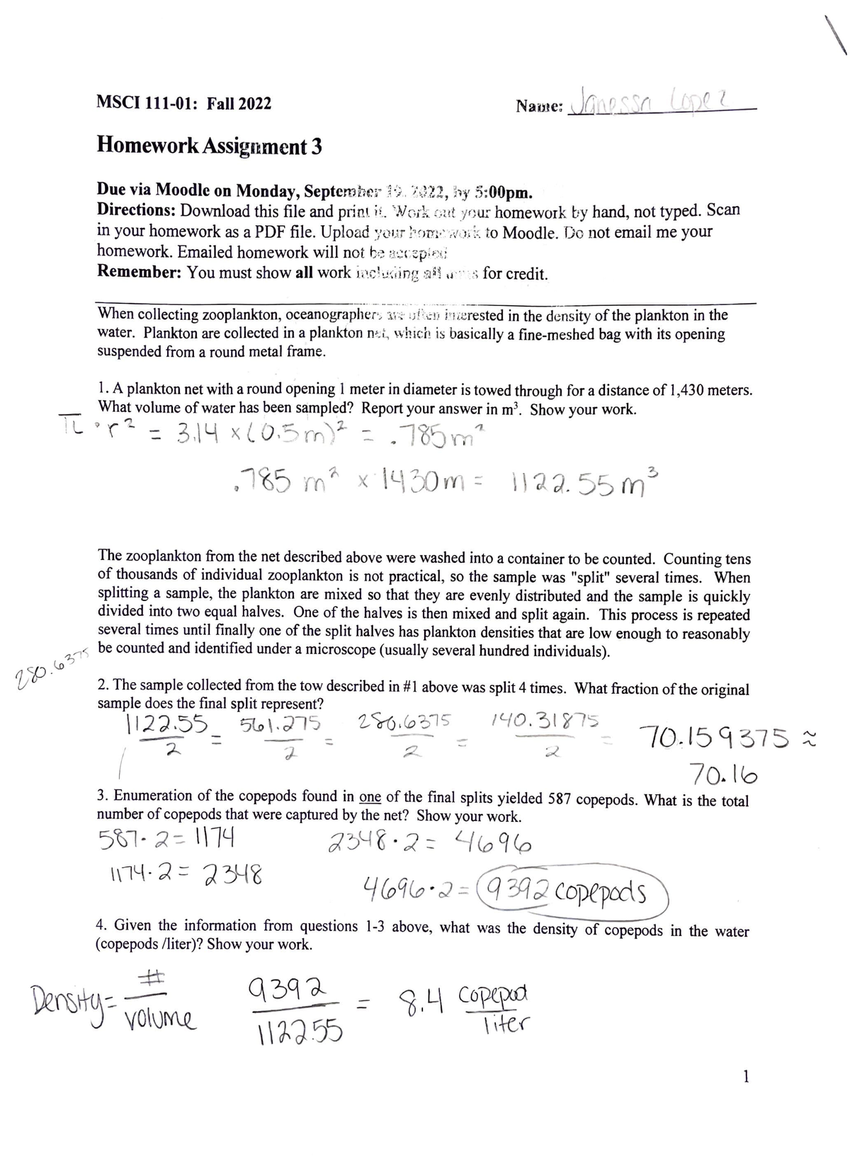 Homework 3 MSCI 111 - TL MSCI 111-01: Fall 2022 Homework Assig nment 3 ...