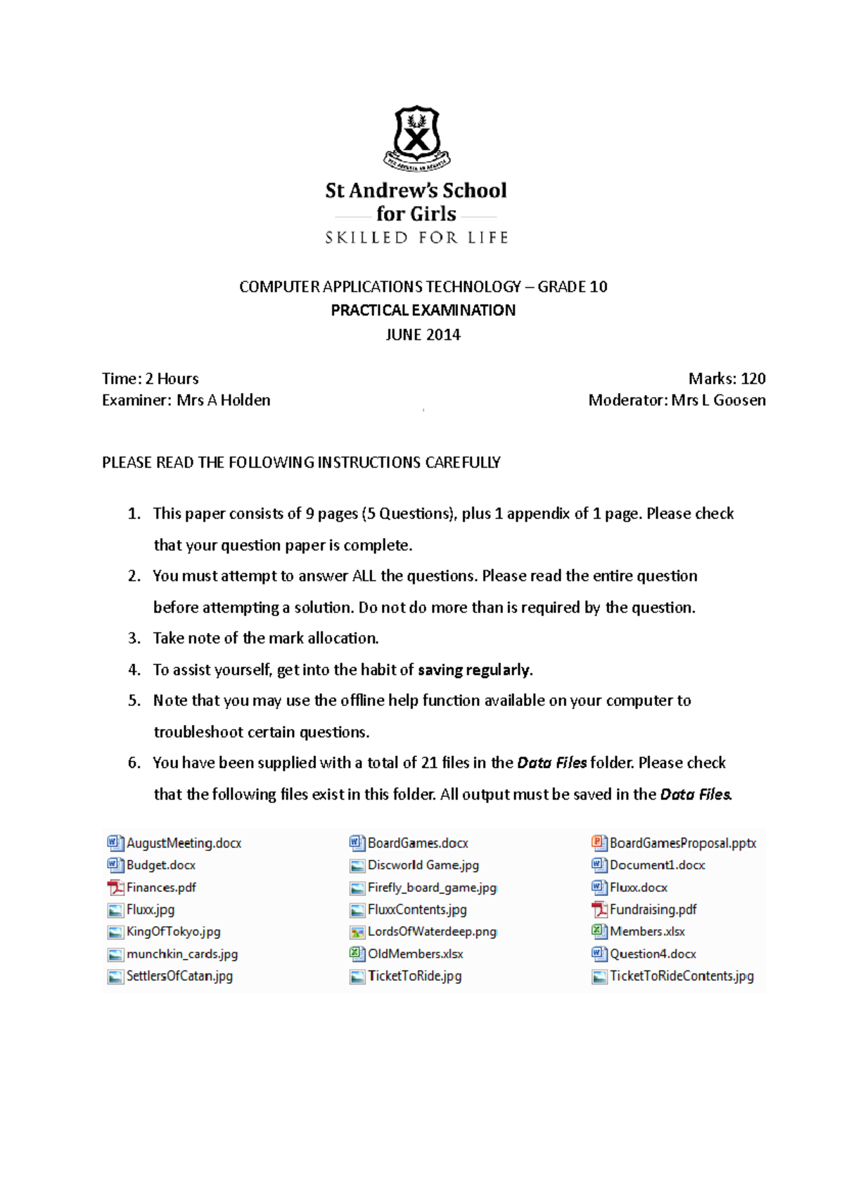 Gr10 Prac Exam June2014 Final Computer Applications Technology Grade 10 Practical Gr10 Prac Exam June2014 Final Computer Applications Technology Grade 10 Practical