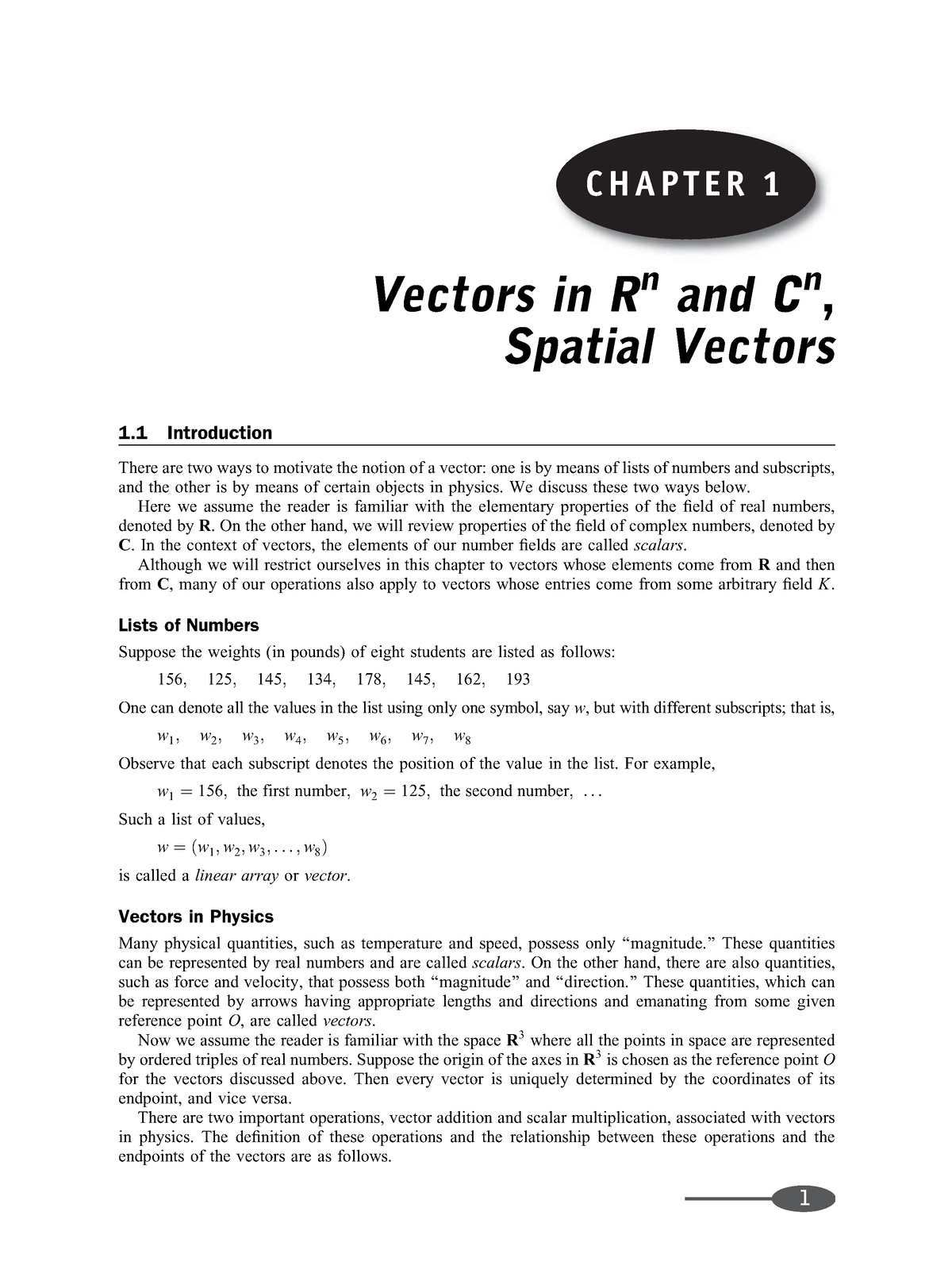 Linear Algebra 1 - 學習資源 - CHAPTER 1 Vectors In R N And C N , Spatial ...