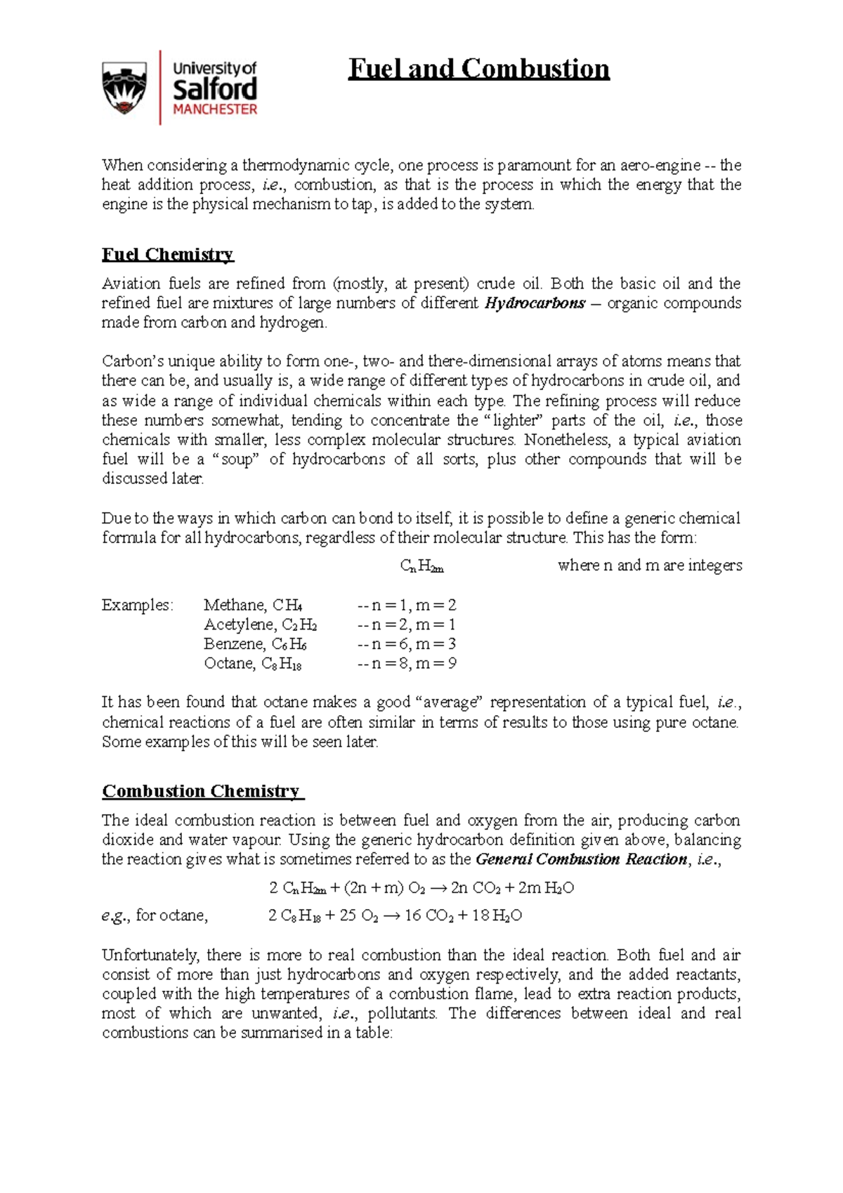 04 - Fuel And Combustion (student Version) - Fuel And Combustion When ...