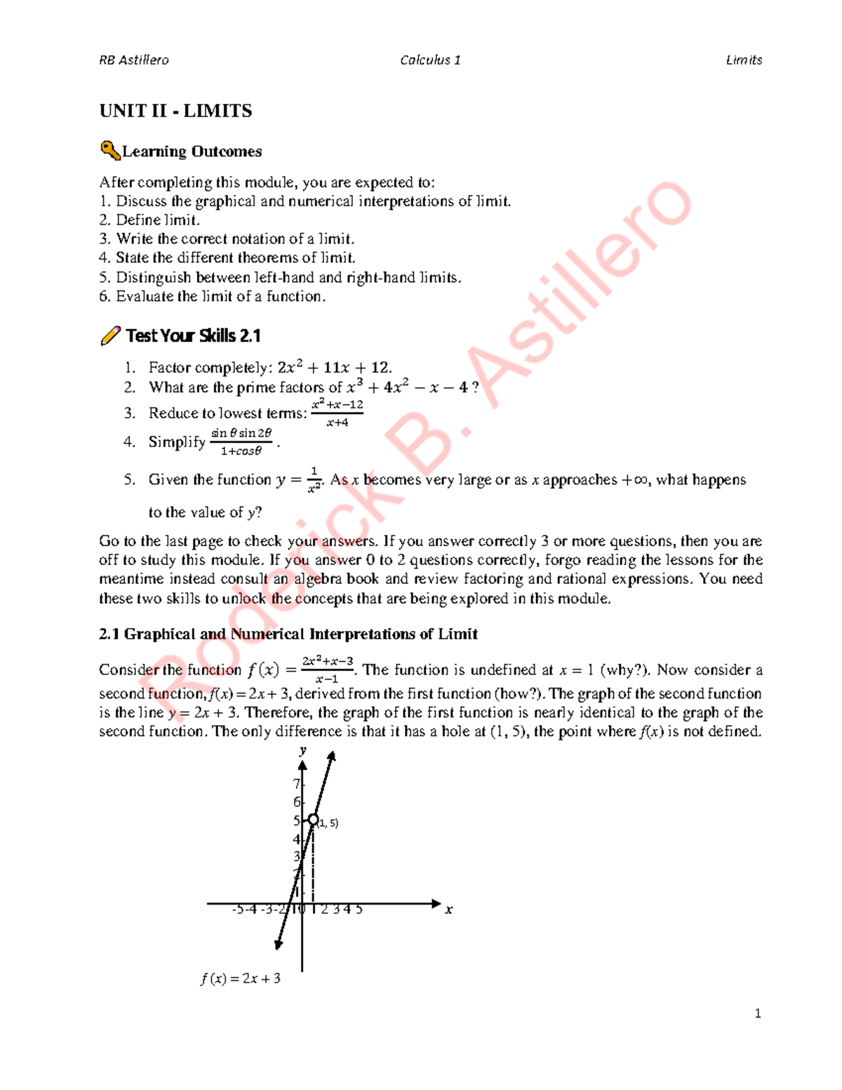 Unit2-Limits fe25a70daf1a1d1117fe70929 ac3f9f0 - UNIT II - LIMITS ...