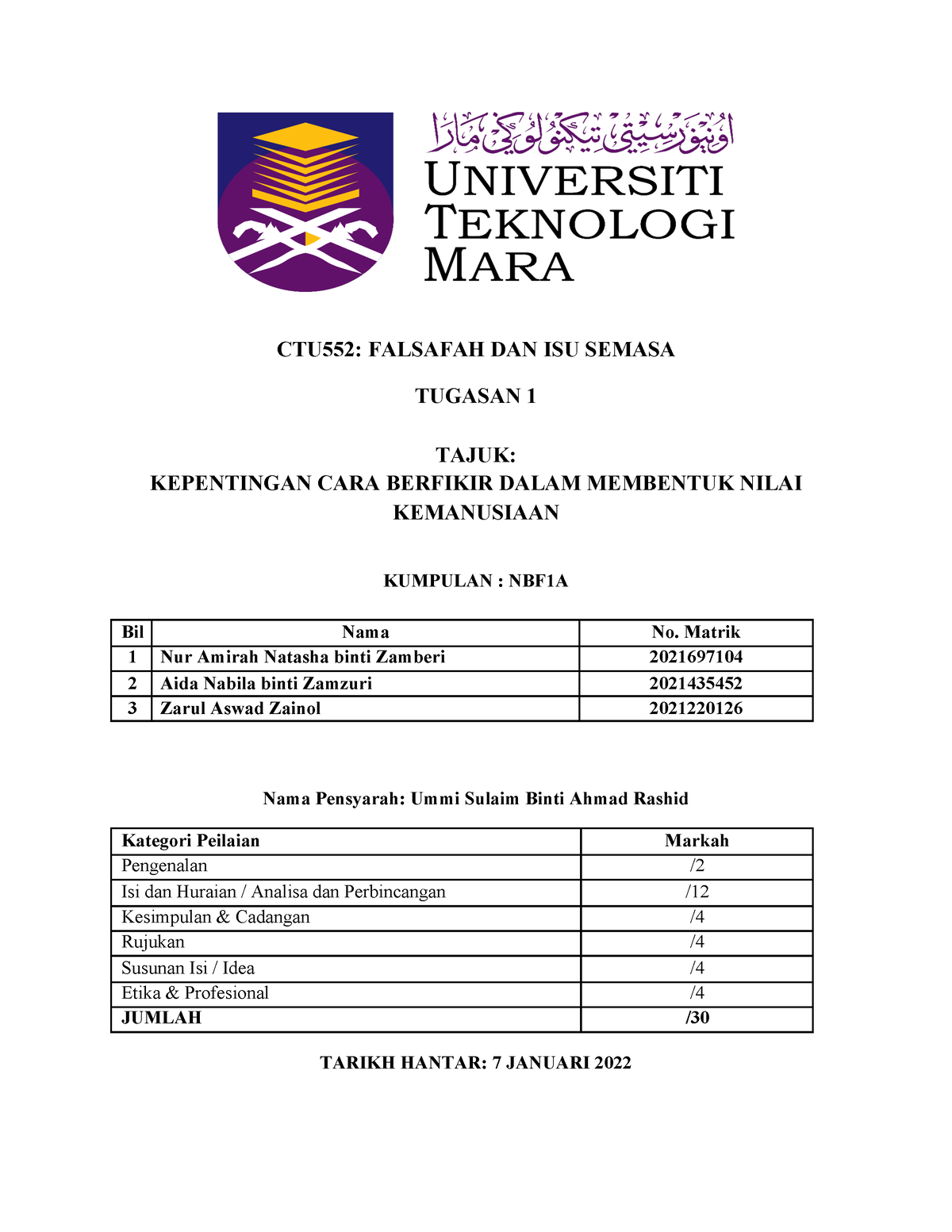 contoh assignment ctu 552