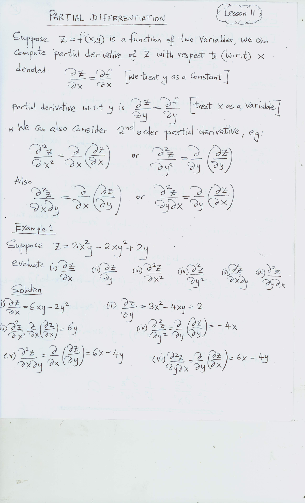 Lesson 11 Partial Derivatives - Physics - Studocu