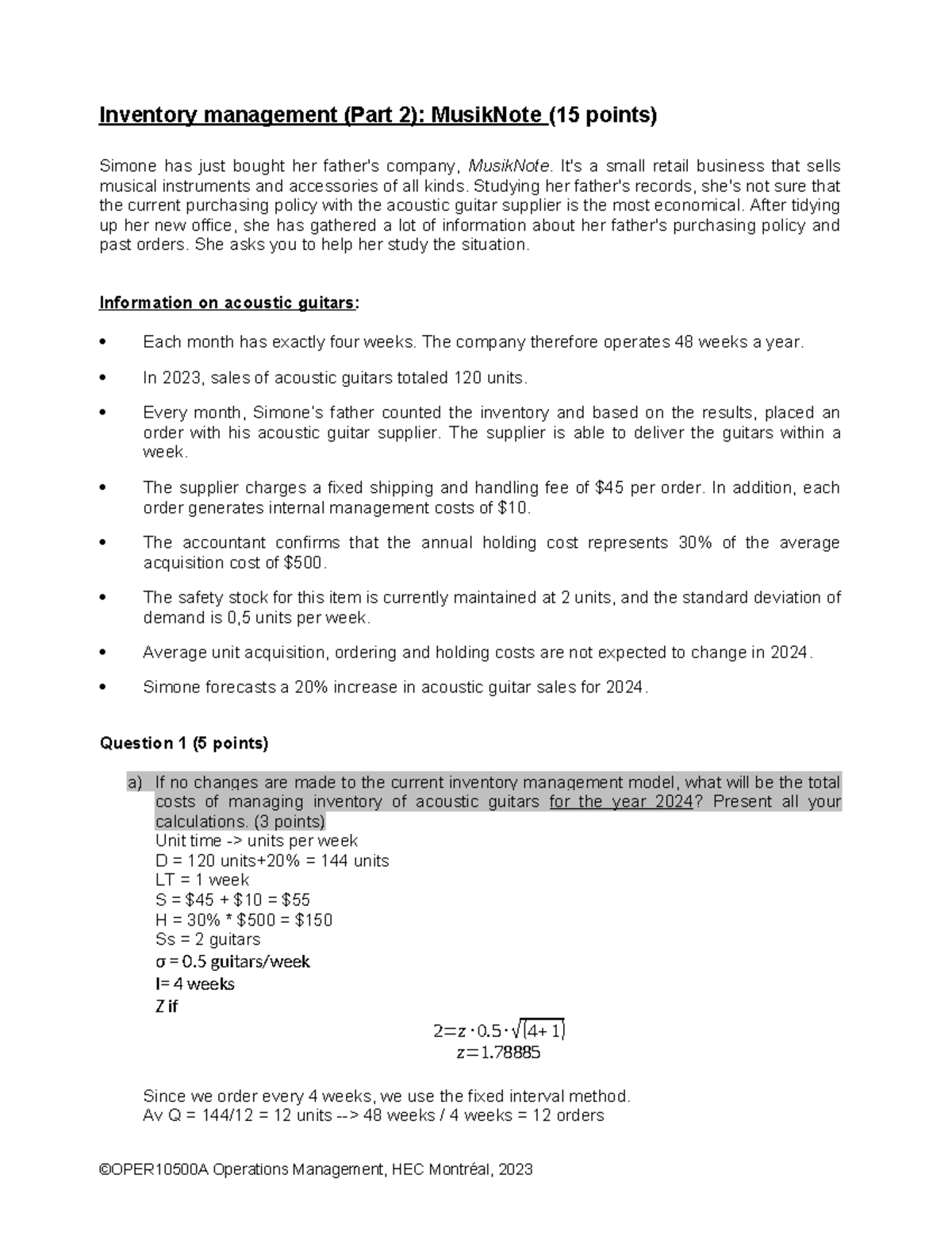 Assignment 3 - inventory management - Inventory management (Part 2 ...