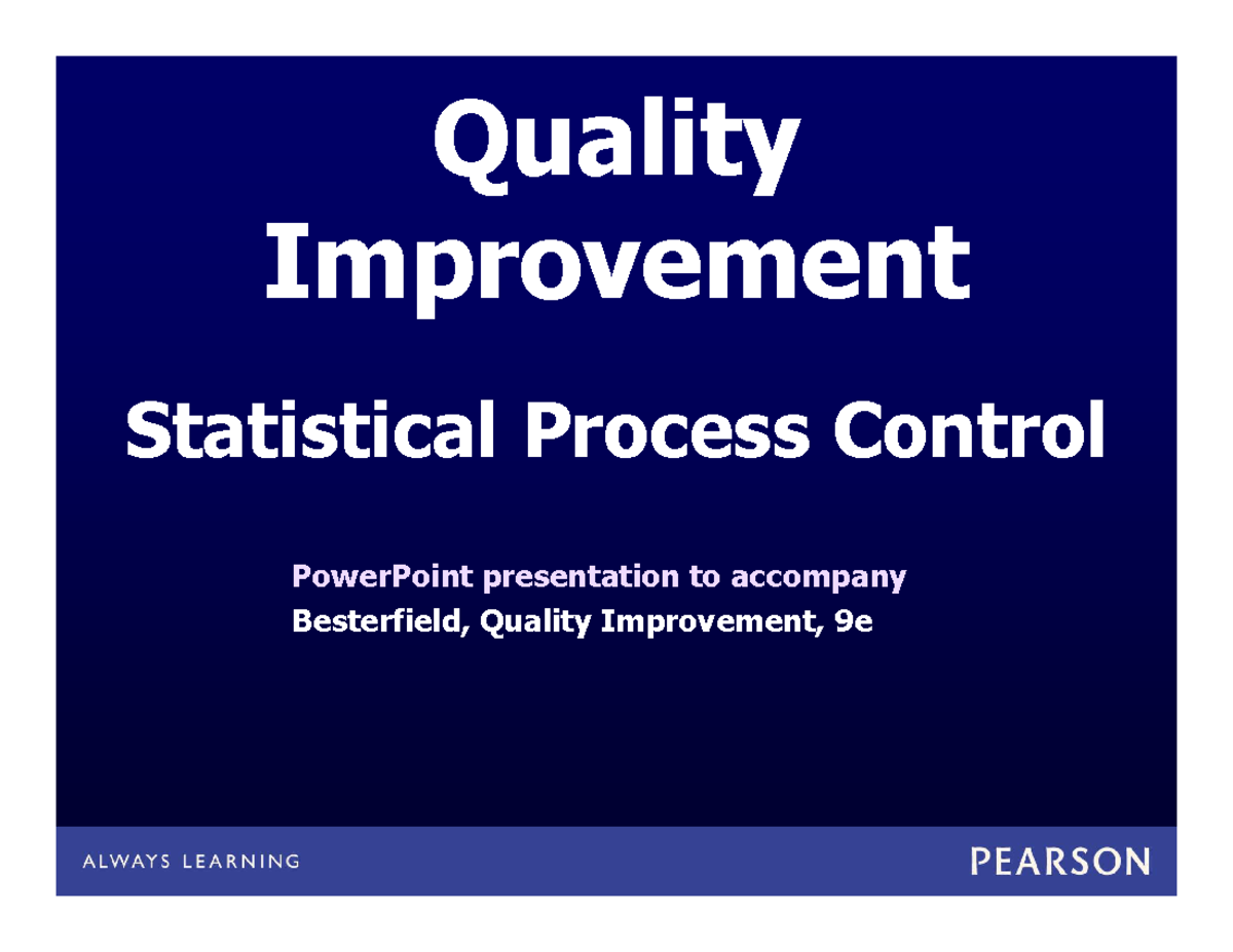 MANU 3313 S12122 CHAP 4 Statistical Process Control - Quality Control ...