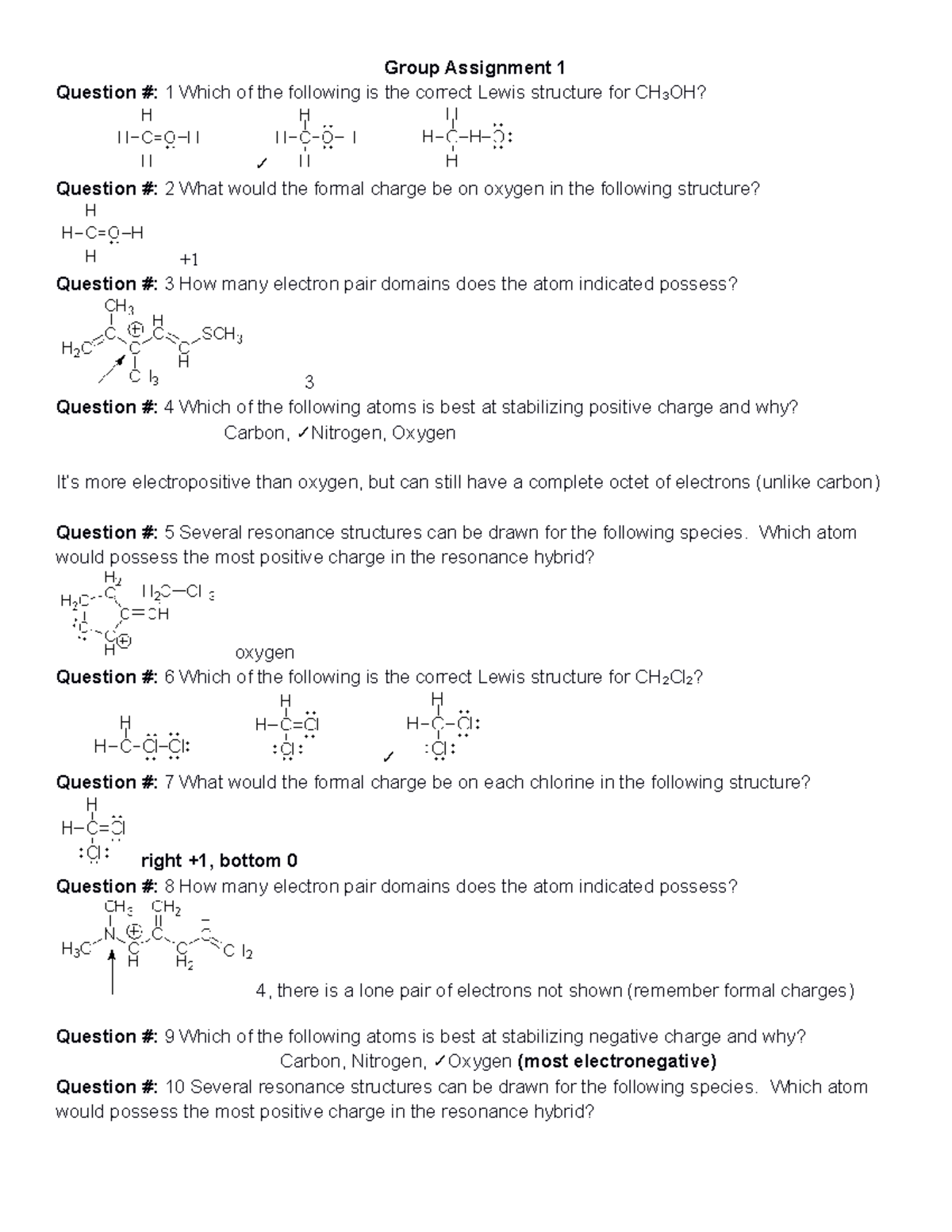 CHEM 2213: Group Assignment 1 Key - Group Assignment 1 Question #: 1 ...