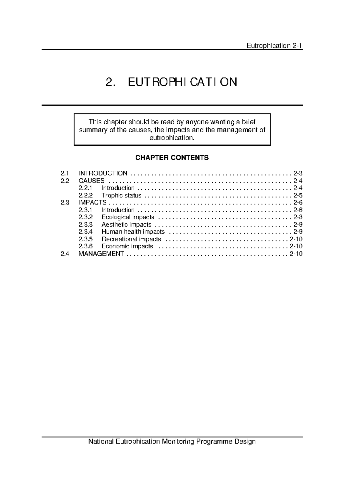 Eutrophication Lecture Notes - Eutrophication 2- 2. EUTROPHI CATI ON ...
