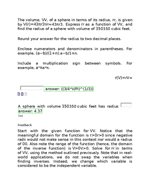 [Solved] Given sphereRadius compute the volume of a sphere and assign ...
