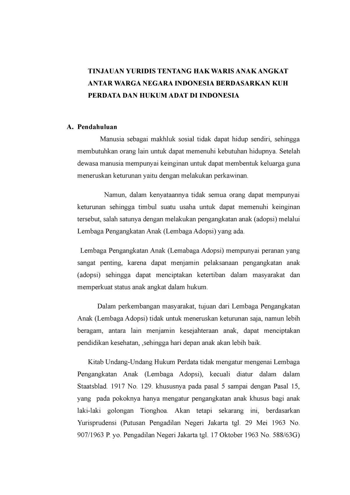 Makalah Hukum Waris I - Bbbbbb - TINJAUAN YURIDIS TENTANG HAK WARIS ...