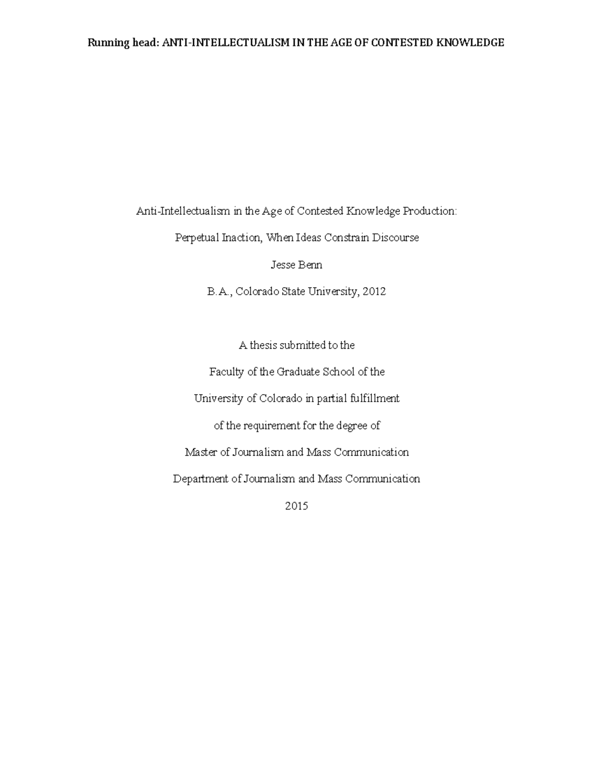 Anti Intellectualism In The Age Of Contested Knowledge Production ...