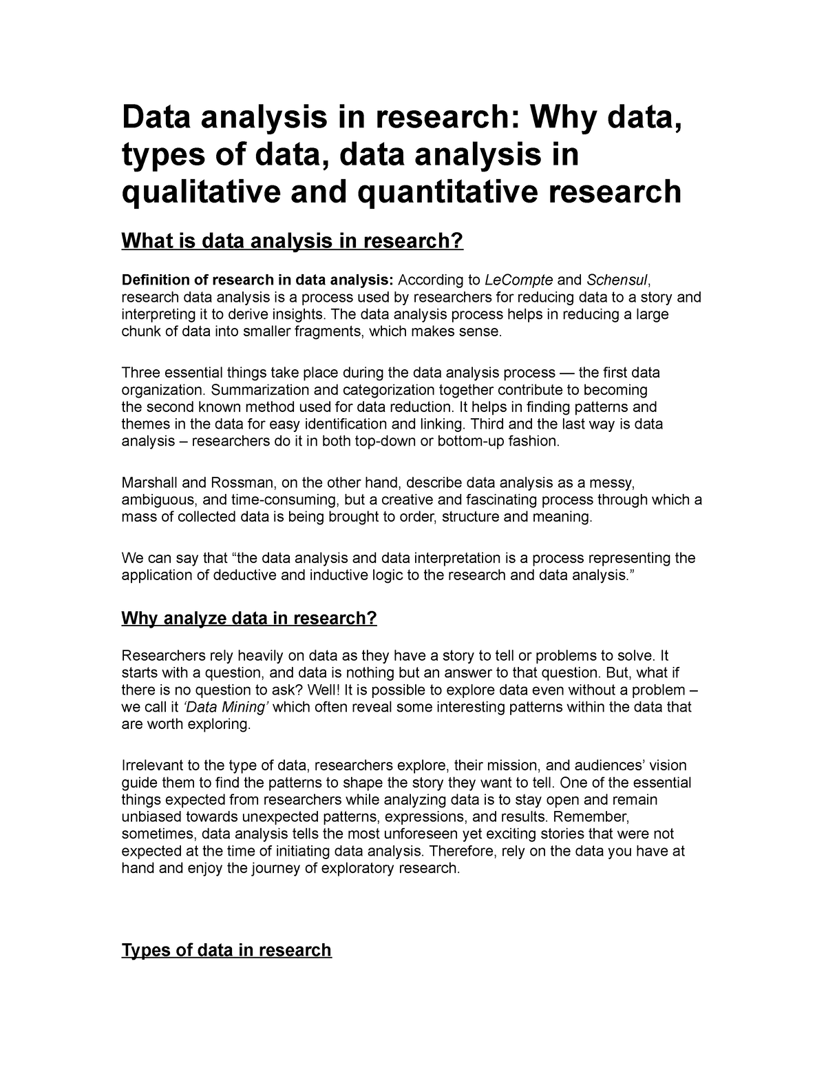 how to present data analysis in research paper