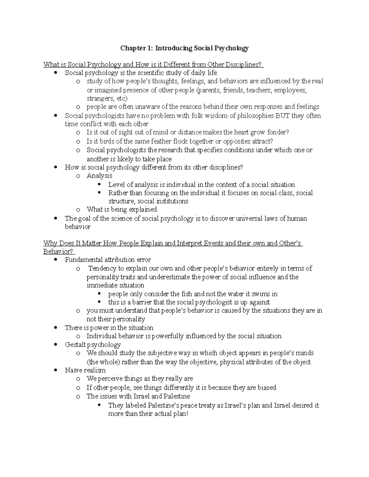 Chapter 1 Intro Social Psych - Chapter 1: Introducing Social Psychology ...