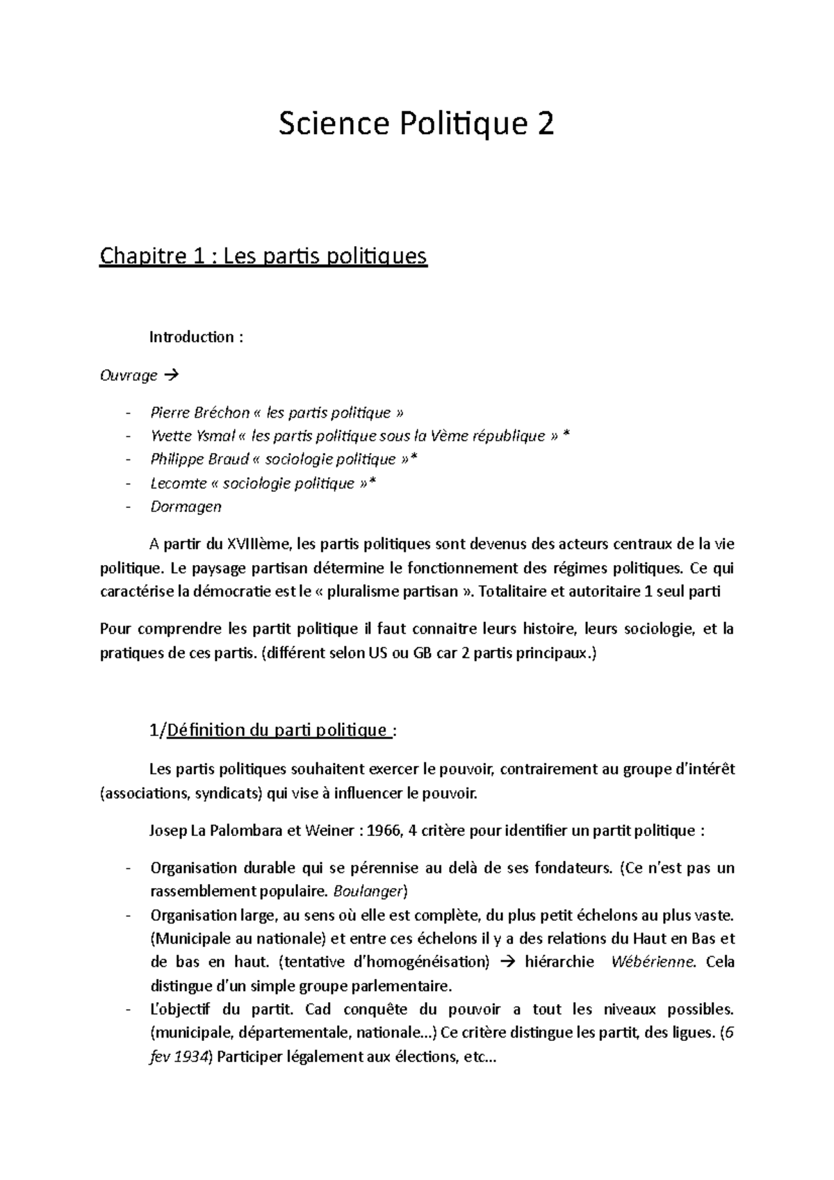 Science Politique Semestre 4 - Science Politique 2 Chapitre 1 : Les ...