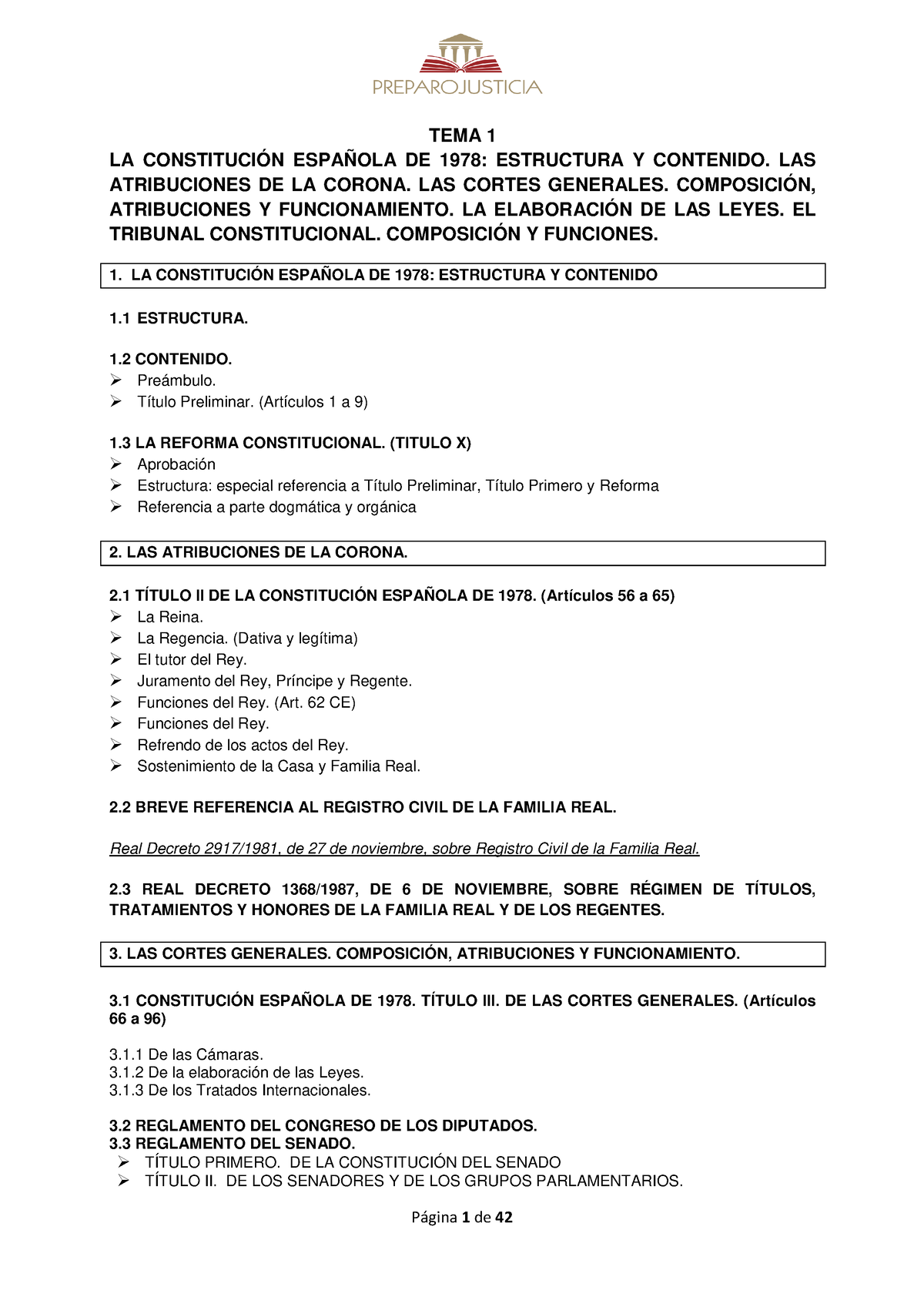 TEMA 1 - Constitución Española - TEMA 1 LA CONSTITUCIÓN ESPAÑOLA DE ...