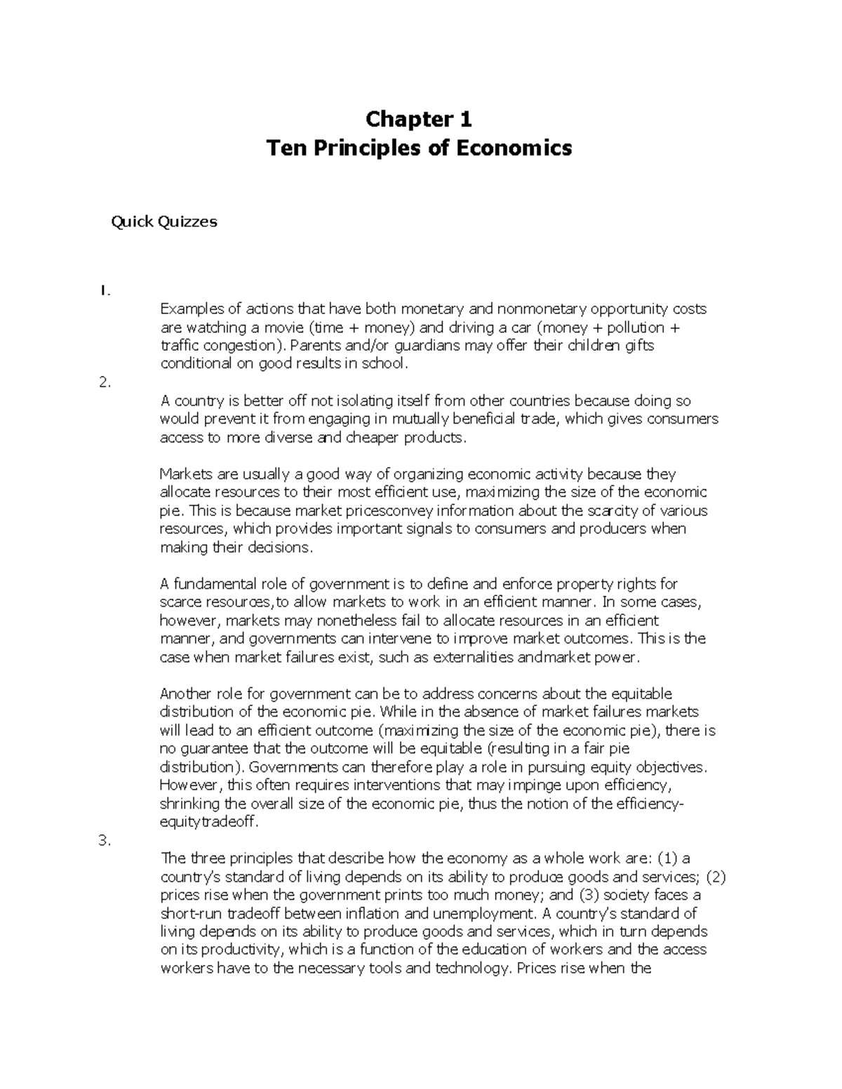 Chapter 1 - Practice - Chapter 1 Ten Principles Of Economics Quick ...