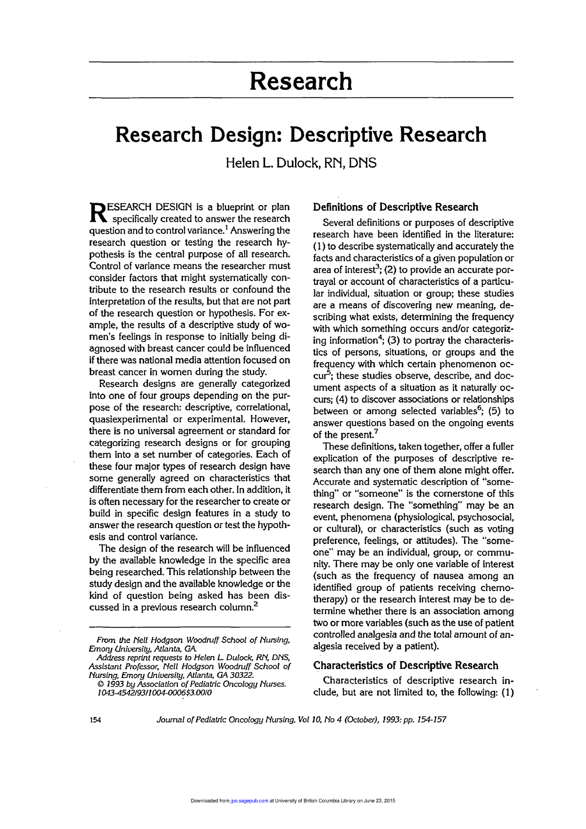 descriptive research journal pdf