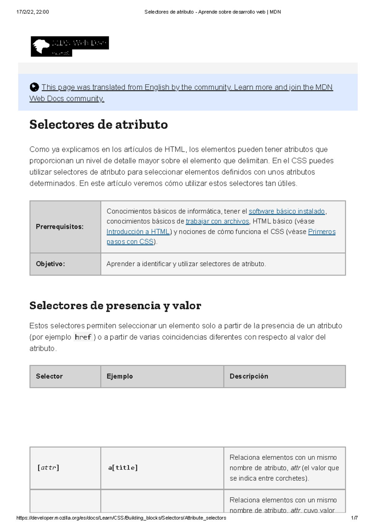 Selectores De Atributo - Aprende Sobre Desarrollo Web MDN - This Page ...