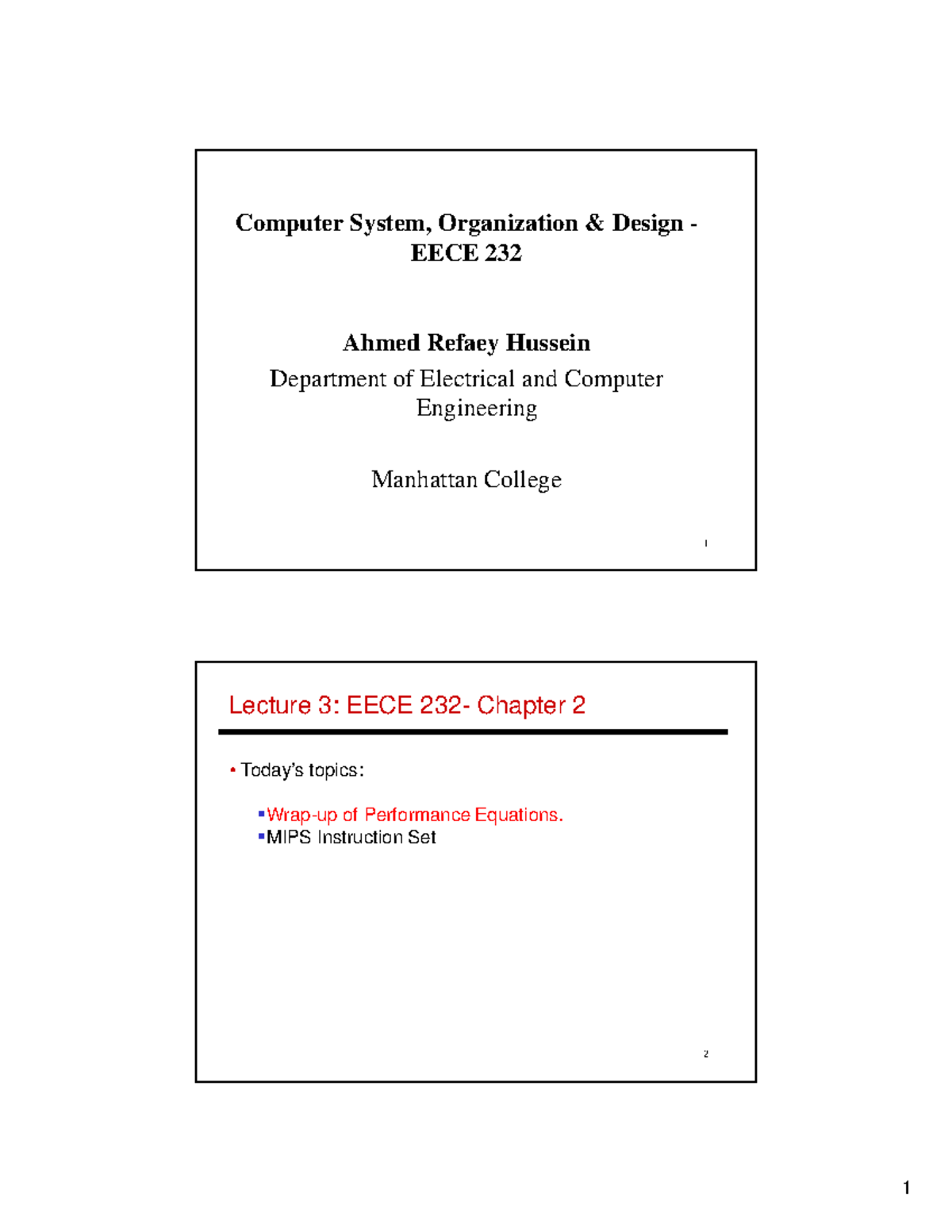 Lecture 3 - Professor Ahmed Hussein - Computer System, Organization ...