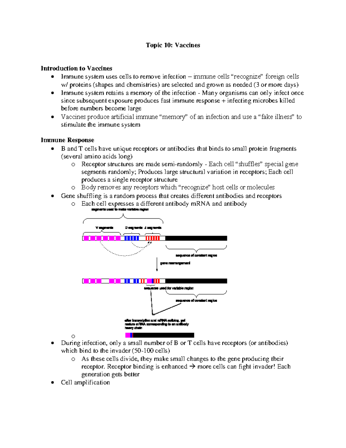 BPS 2110 Vaccine Notes - Topic 10: Vaccines Introduction to Vaccines ...