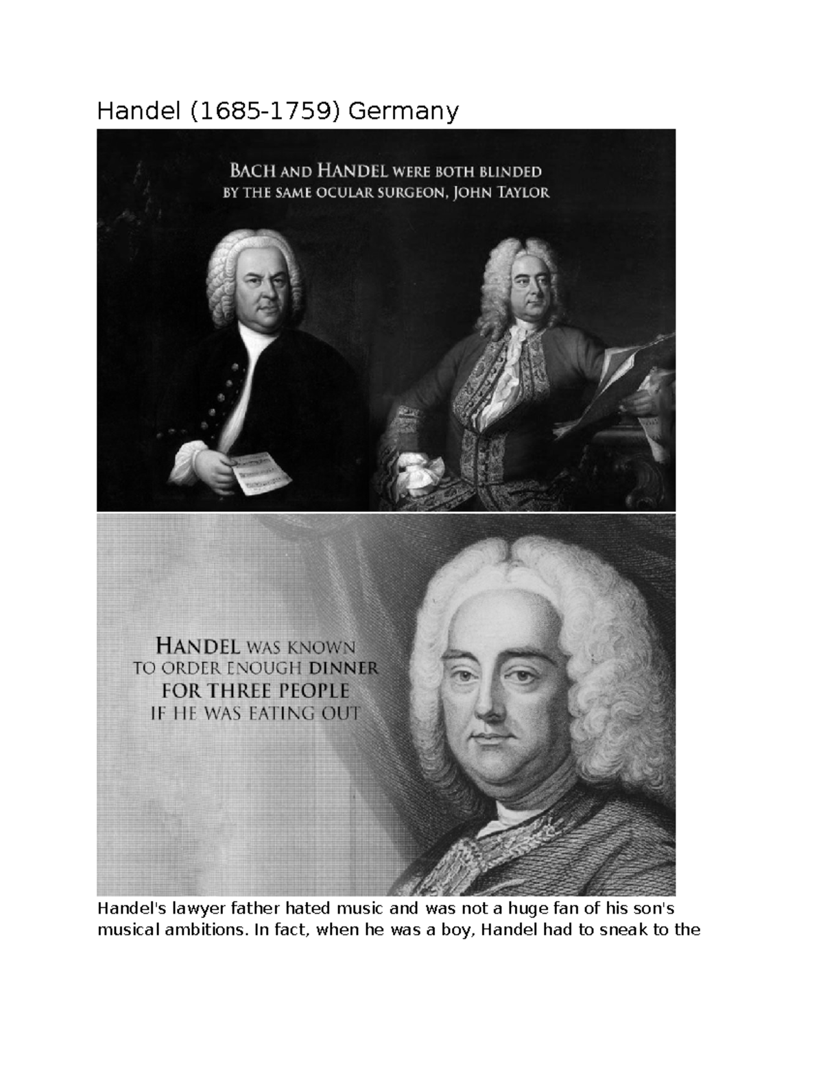 Handel PRACTICE MATS - Handel (1685-1759) Germany Handel's lawyer ...