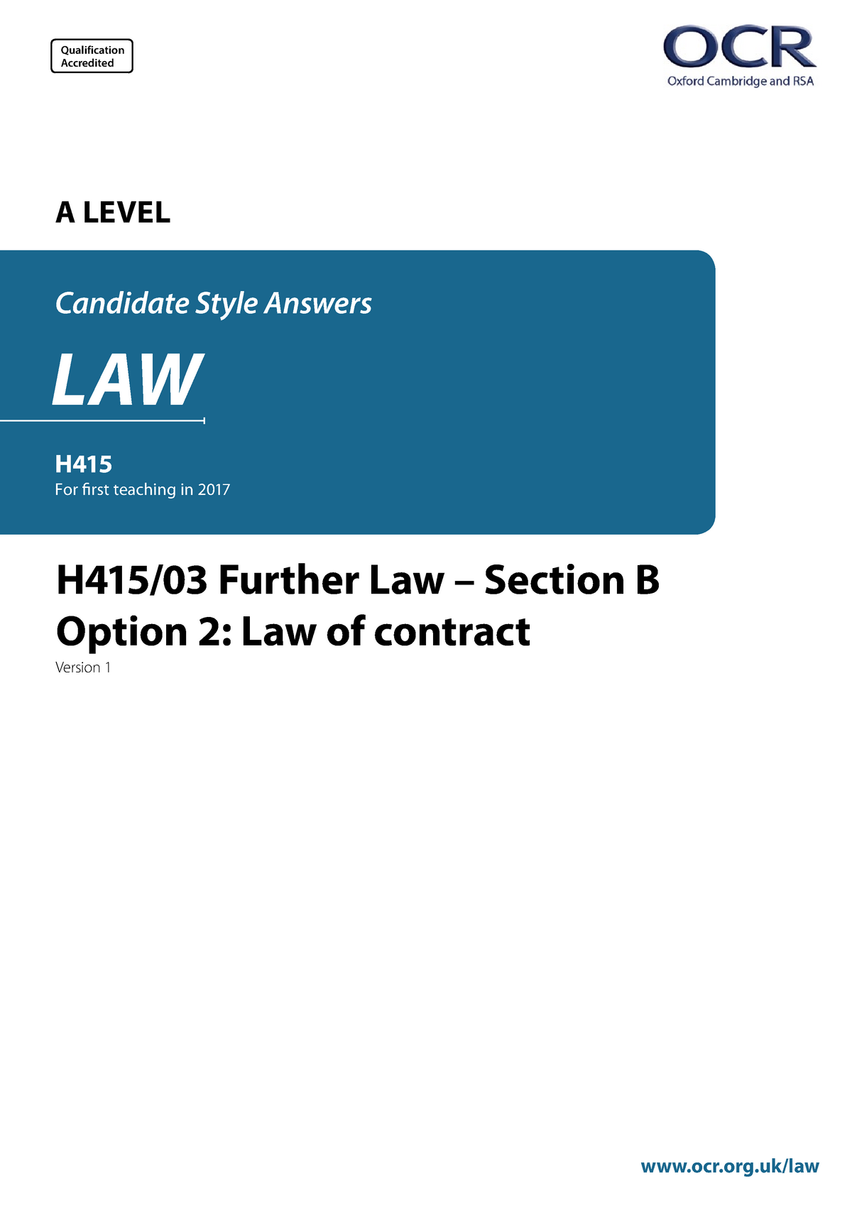 468482 Further Law Section B Option 2 Law Of Contract - Measurement Of ...