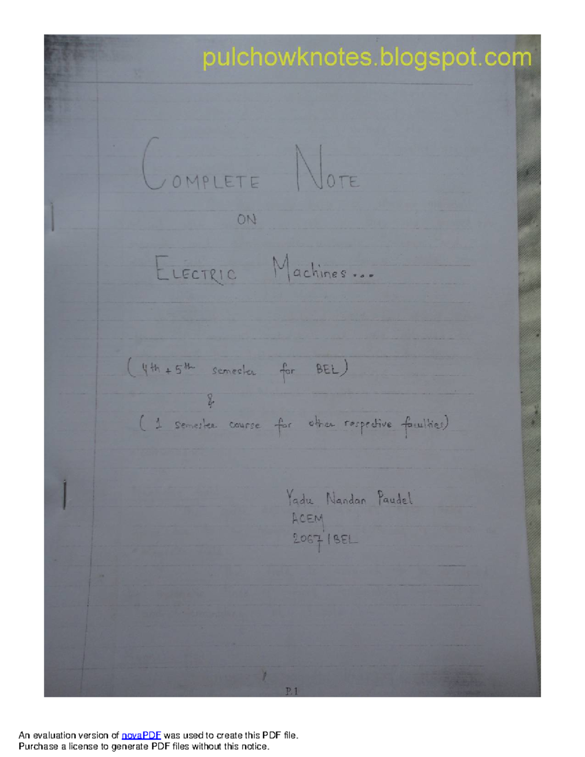 Pulchowk note - Best note of Electrical machine - electric machine ...