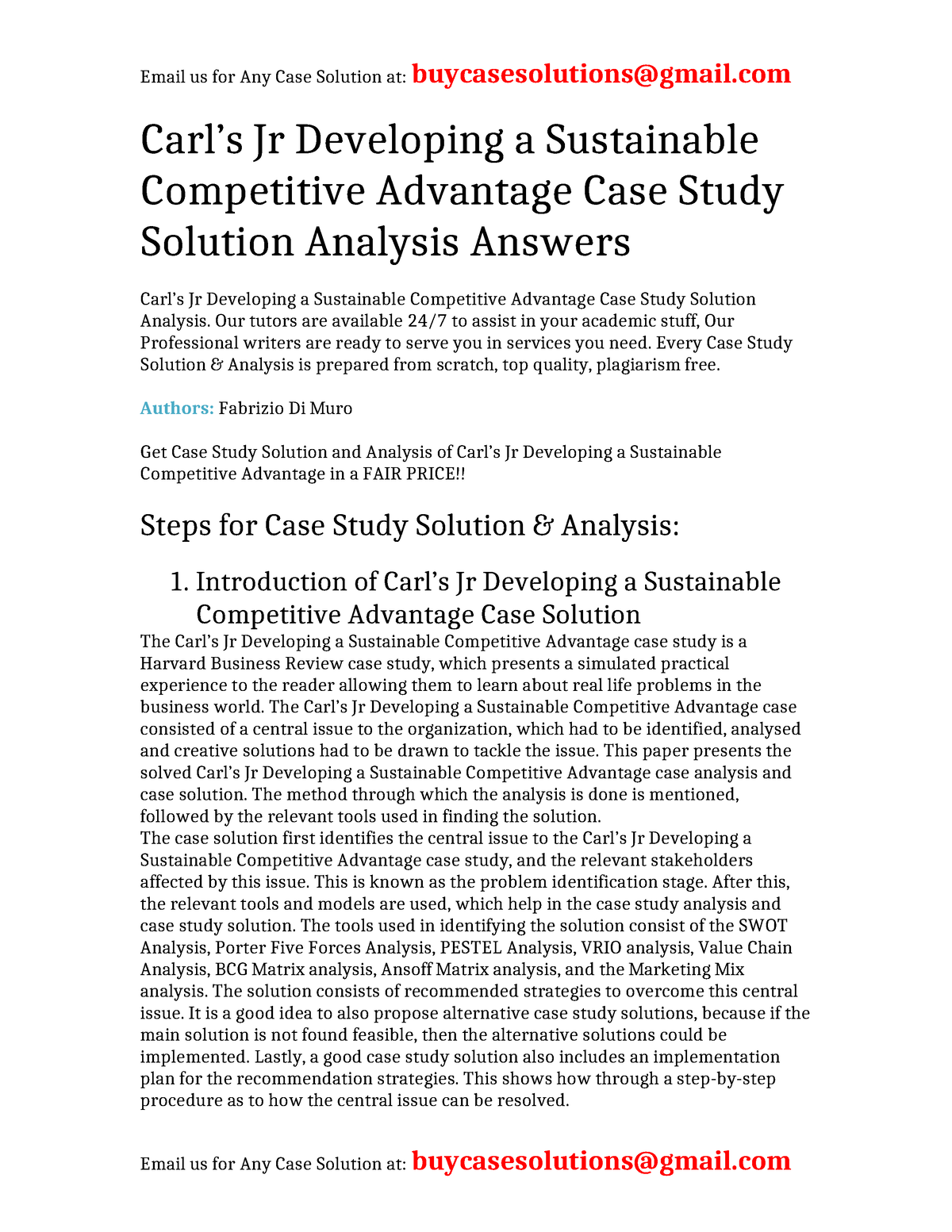 sustainable competitive advantage case study examples