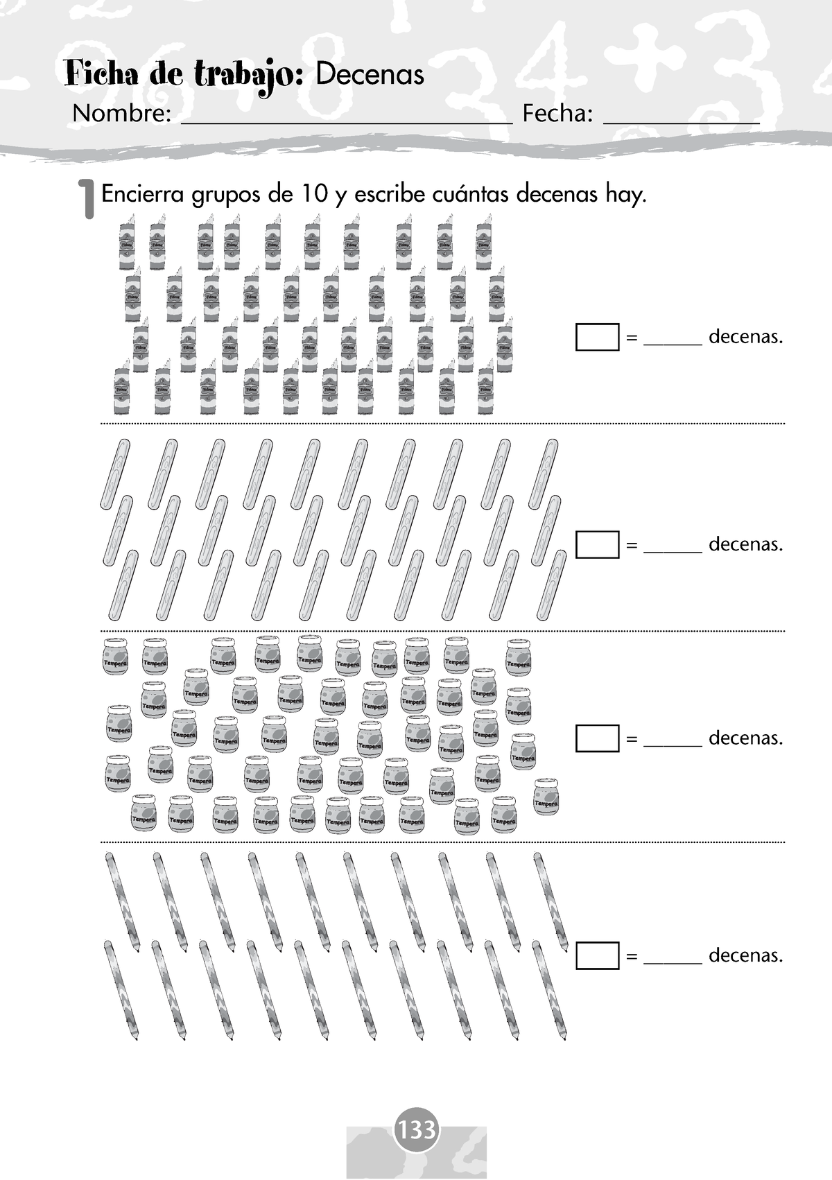 Decenas Nombre Fecha Encierra Grupos De 10 Y Escribe Cuántas Decenas Hay Decenas 9604