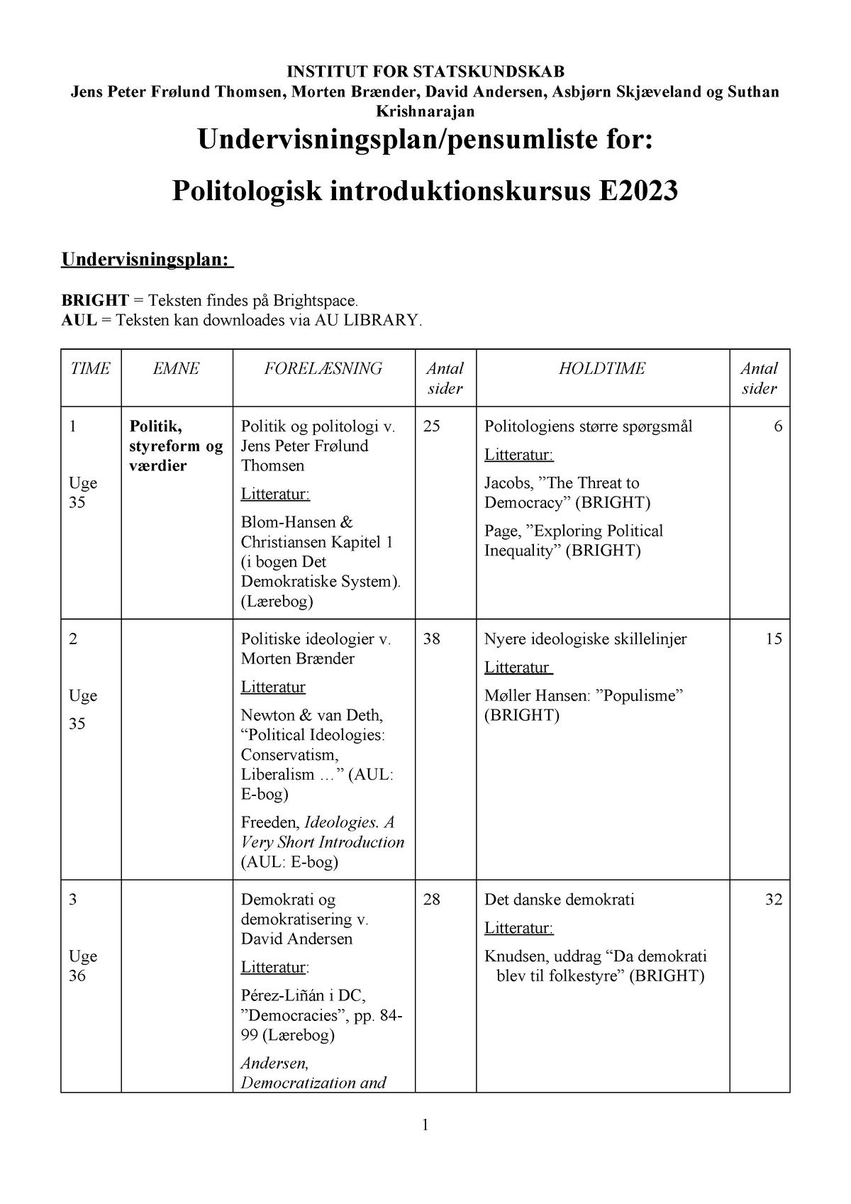 Undervisningsplan Og Pensum 2023 - Copy - INSTITUT FOR STATSKUNDSKAB ...