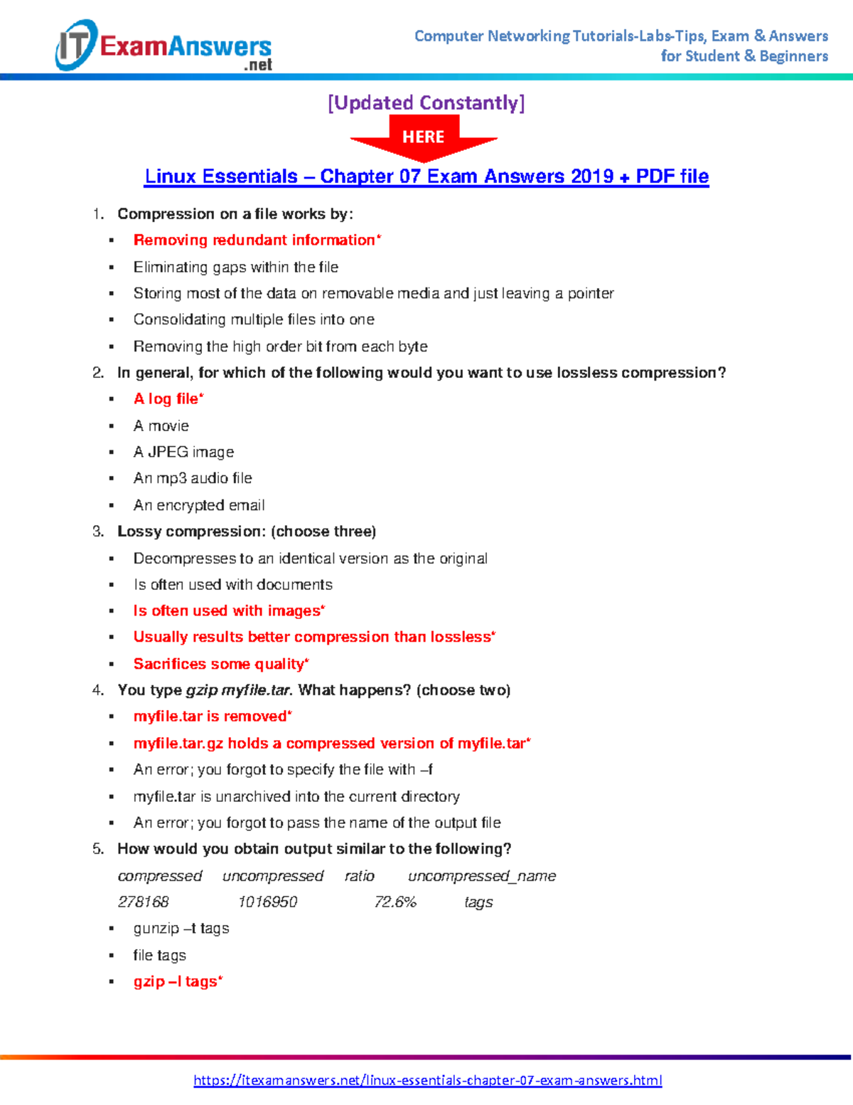 Linux Essentials Chapter 07 Exam Answers 2019 + PDF file - for Student ...