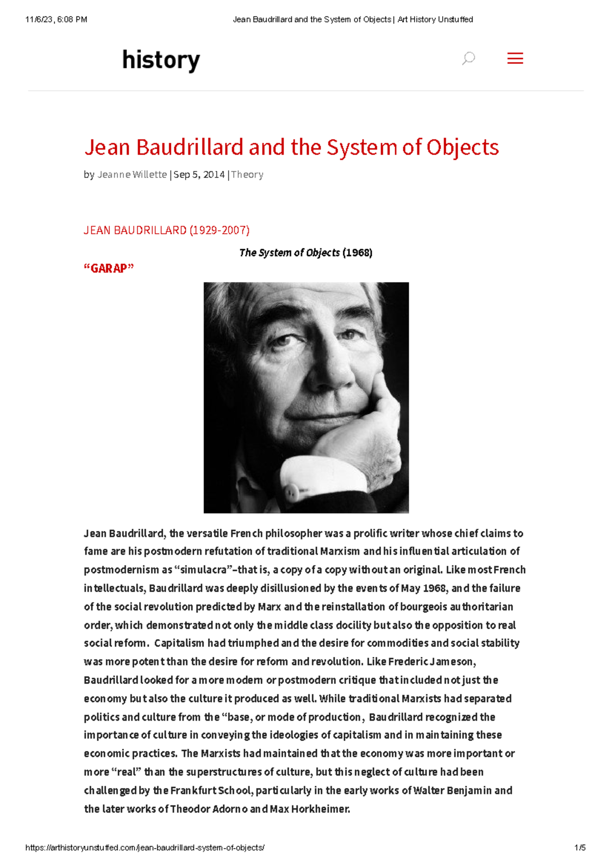 Jean Baudrillard and the System of Objects Art History Unstuffed - Jean ...