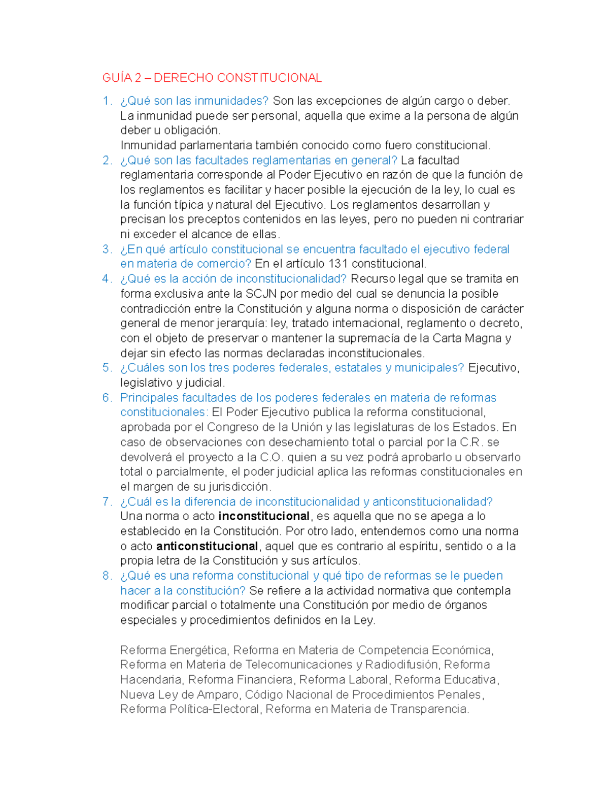 Derecho Constitucional - GUÍA 2 – DERECHO CONSTITUCIONAL ¿Qué son las ...