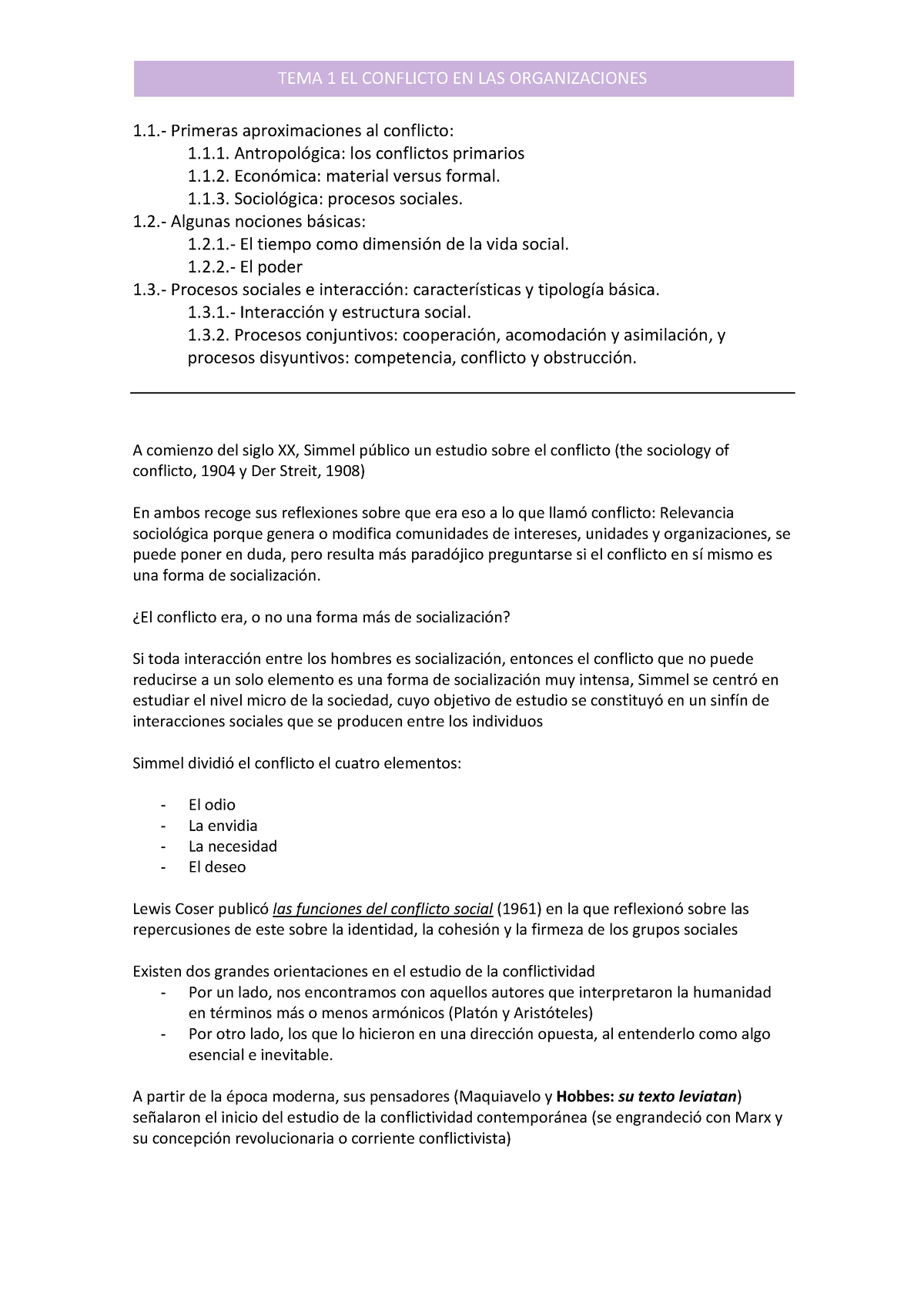 Tema El Conflicto En Las Organizaciones Primeras Aproximaciones Al Conflicto Studocu