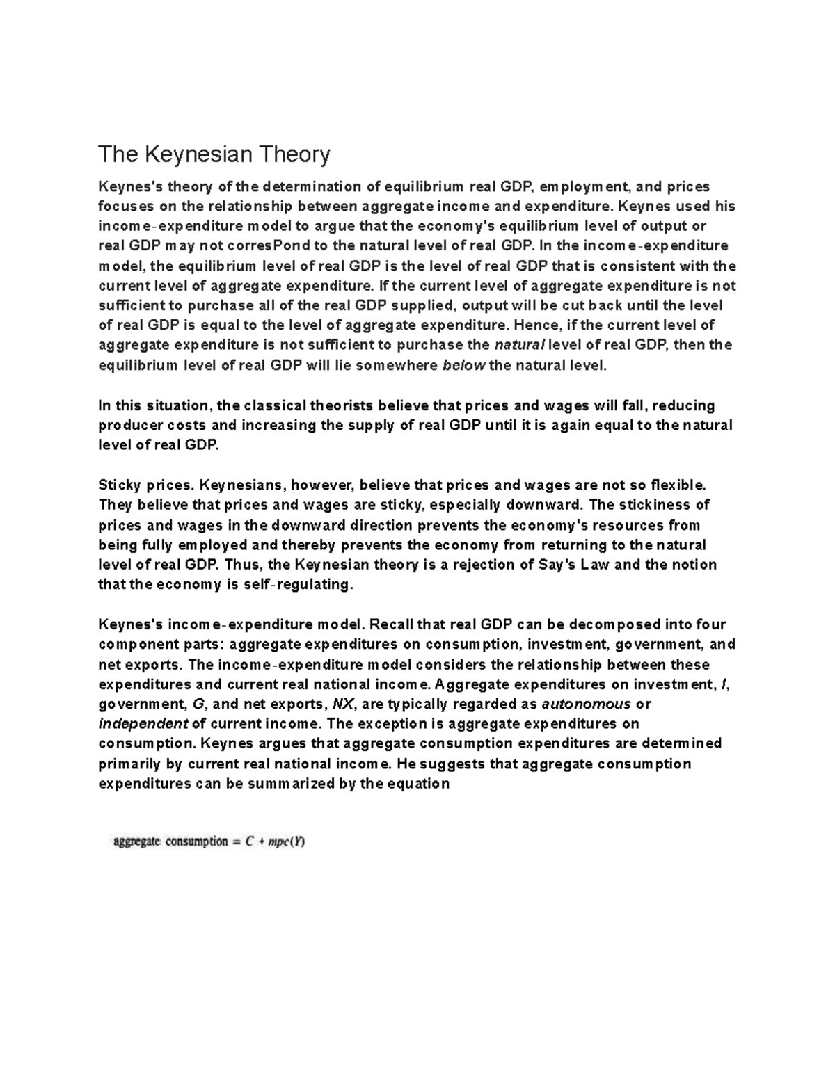 Untitled Document (100) - The Keynesian Theory Keynes's Theory Of The ...