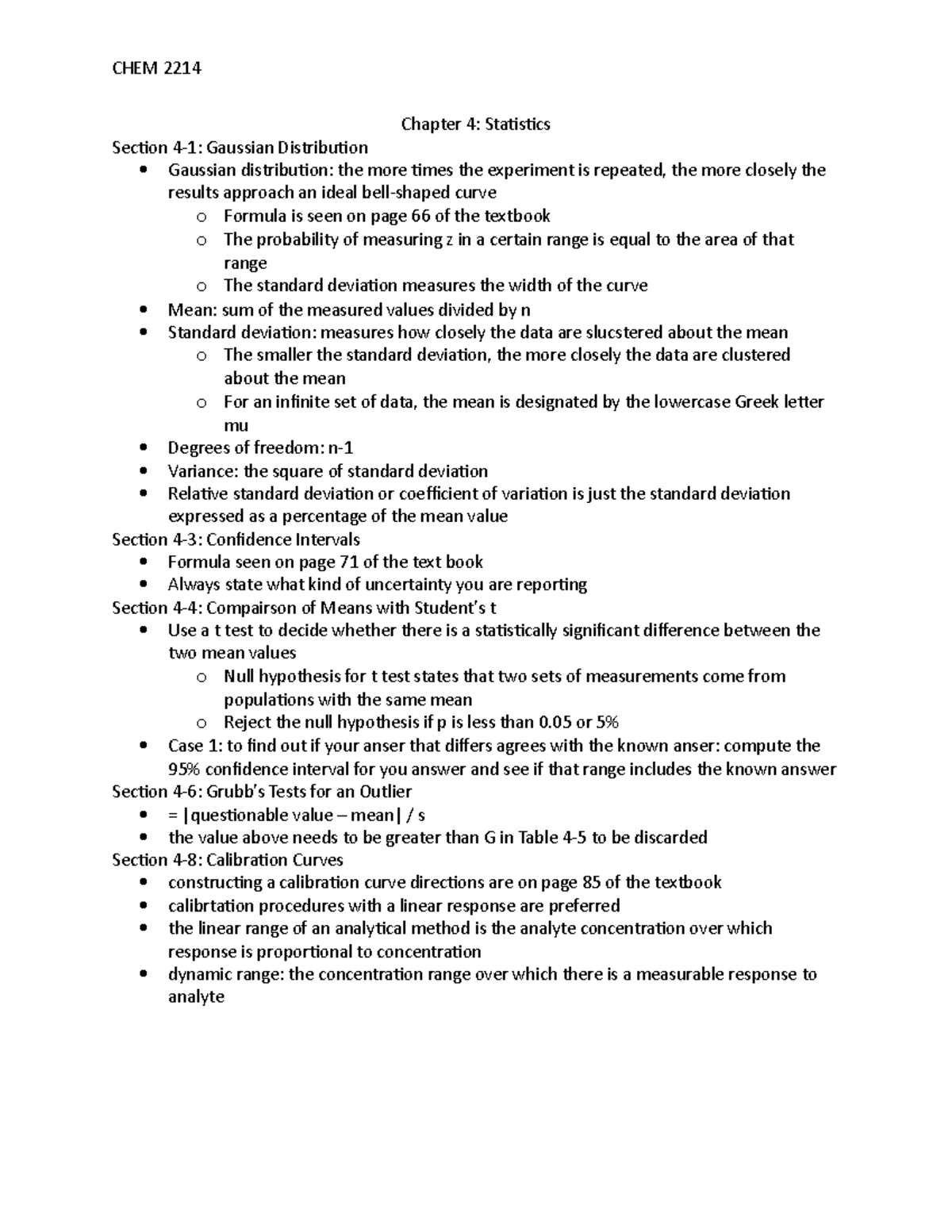 2214 chapter 4 lecture notes 4 chem 2214 chapter 4 statistics 