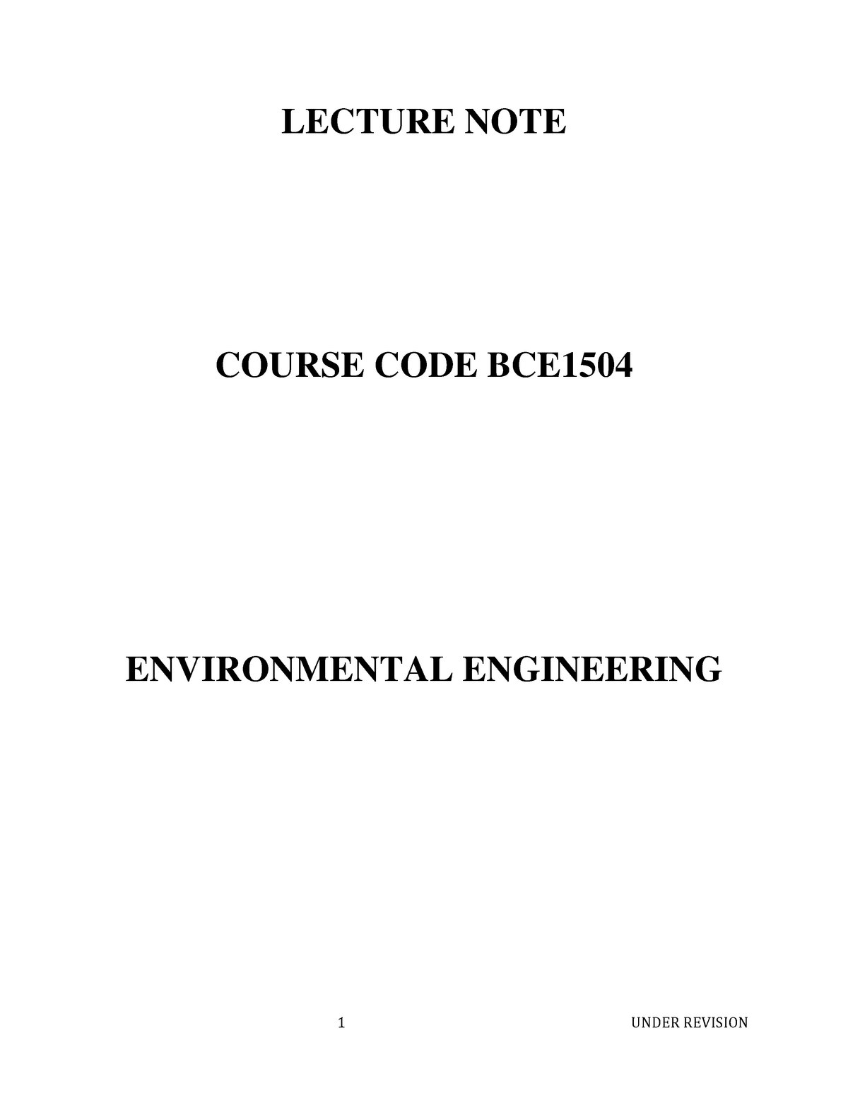 Environmental Engineering.pdf Lecture Notes ON CE ...