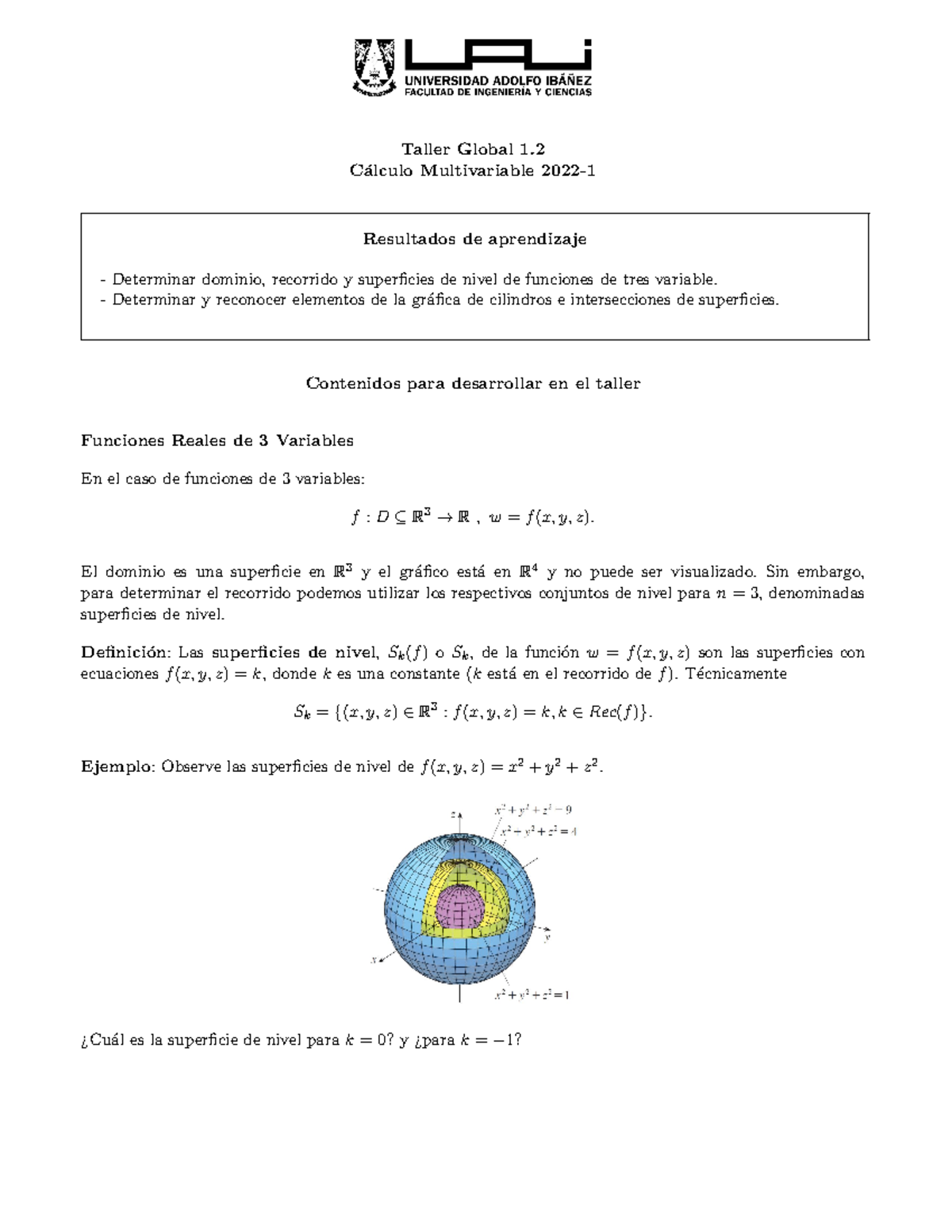 C Lculo Multivariable 2022 1 - Taller Global 1. C ́alculo Multivariable ...