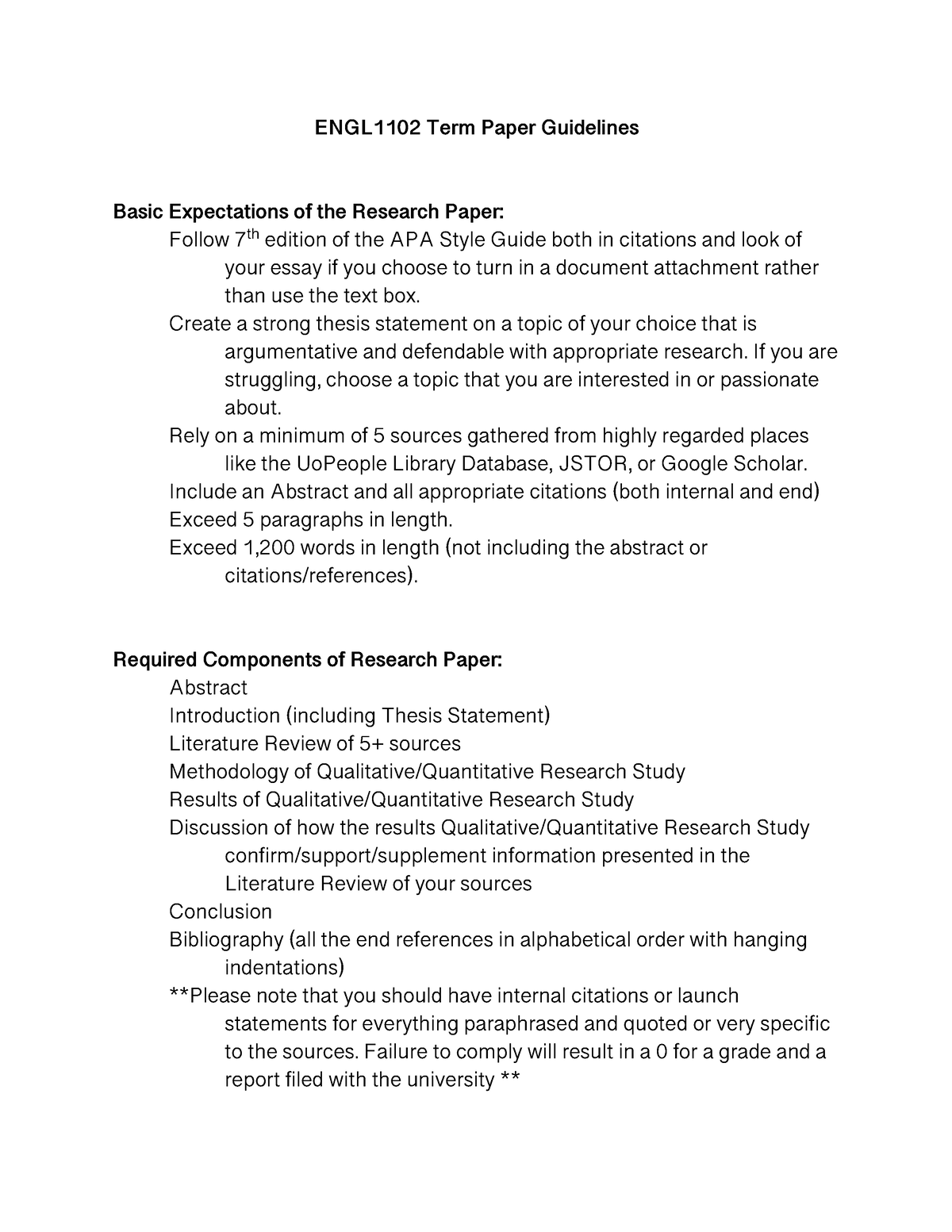 term paper leading to thesis