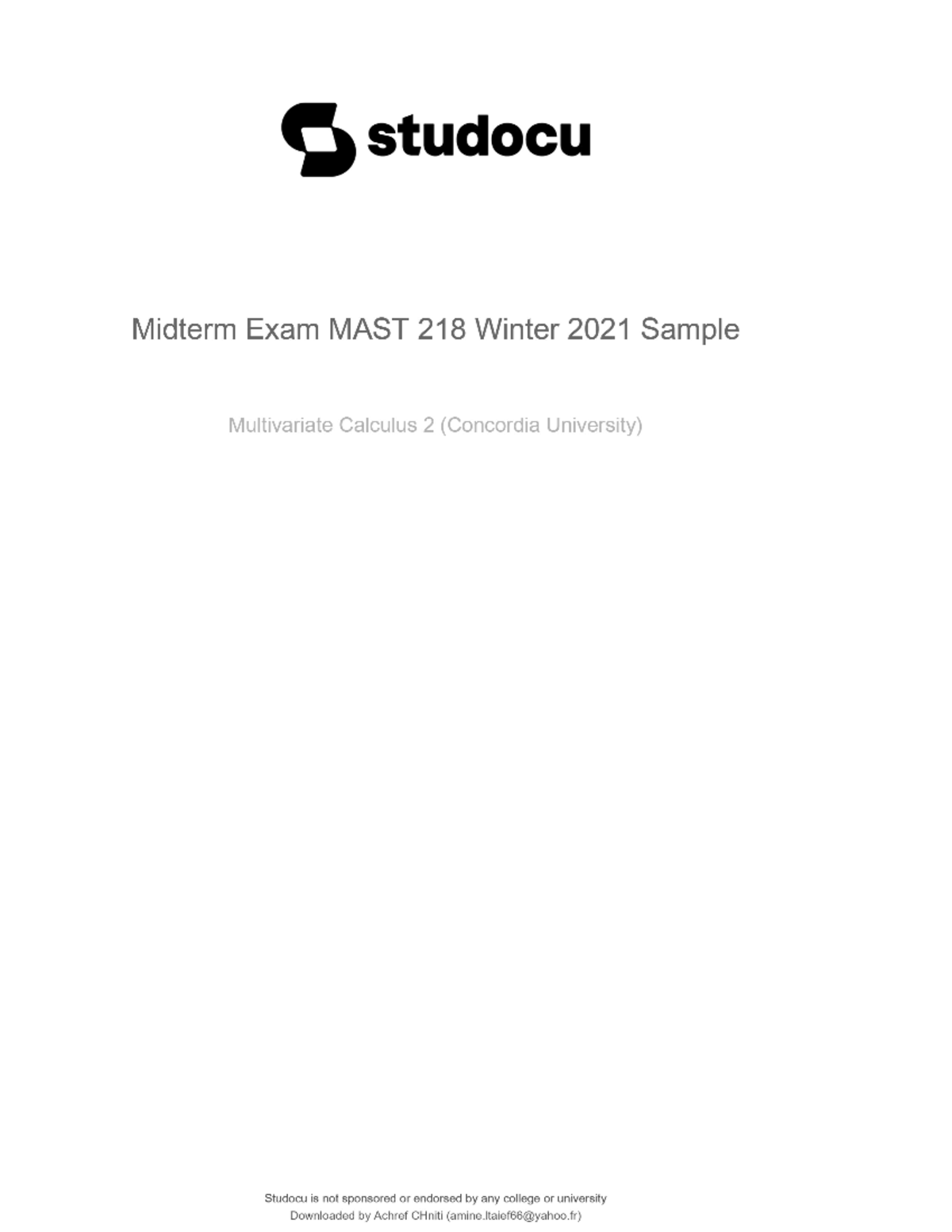 Midmertm math exam practice - 218 - Studocu