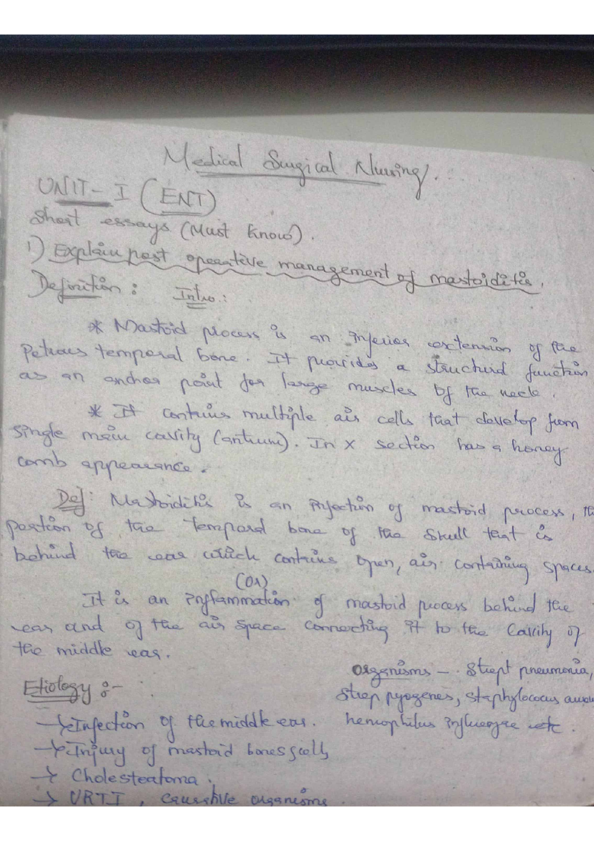 MSN 2 Solved Answers - Medical Surgical Klaving I (ENT) short essays ...