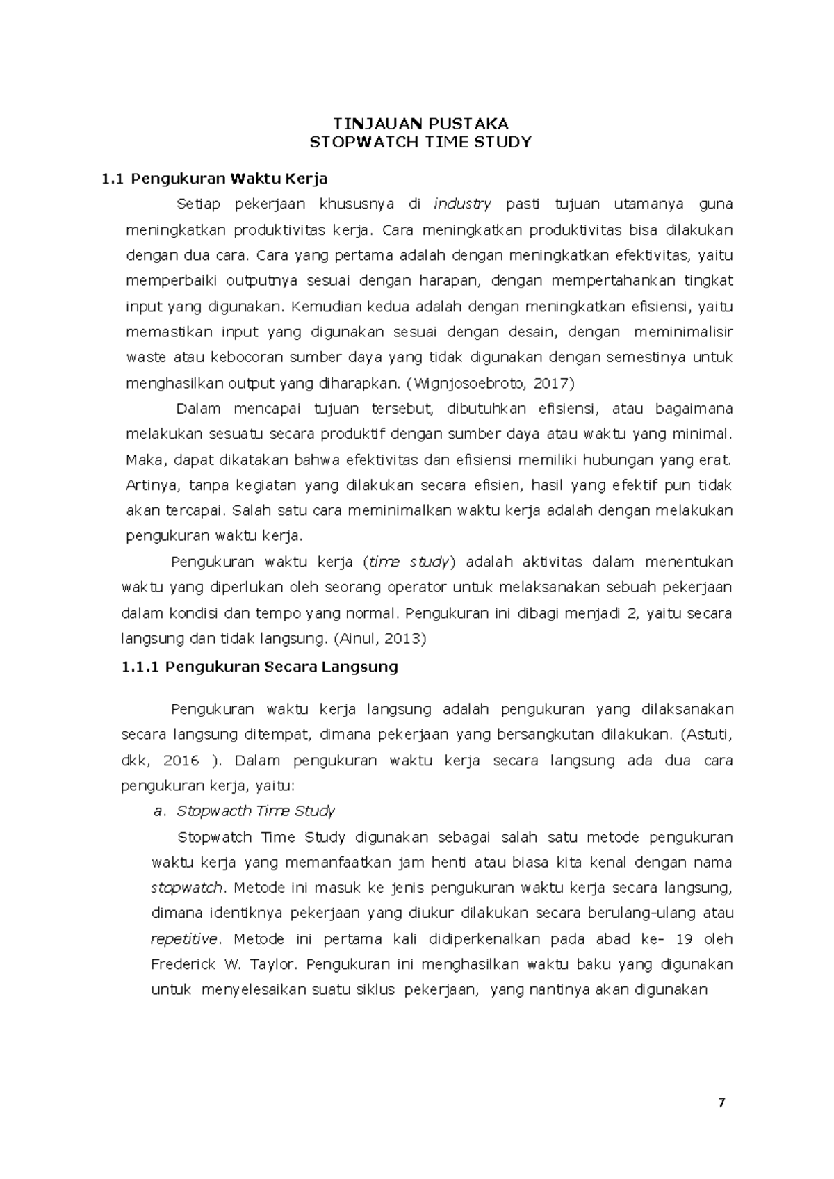 Tinjauan Pustaka Stopwatch Study Time TINJAUAN PUSTAKA STOPWATCH TIME
