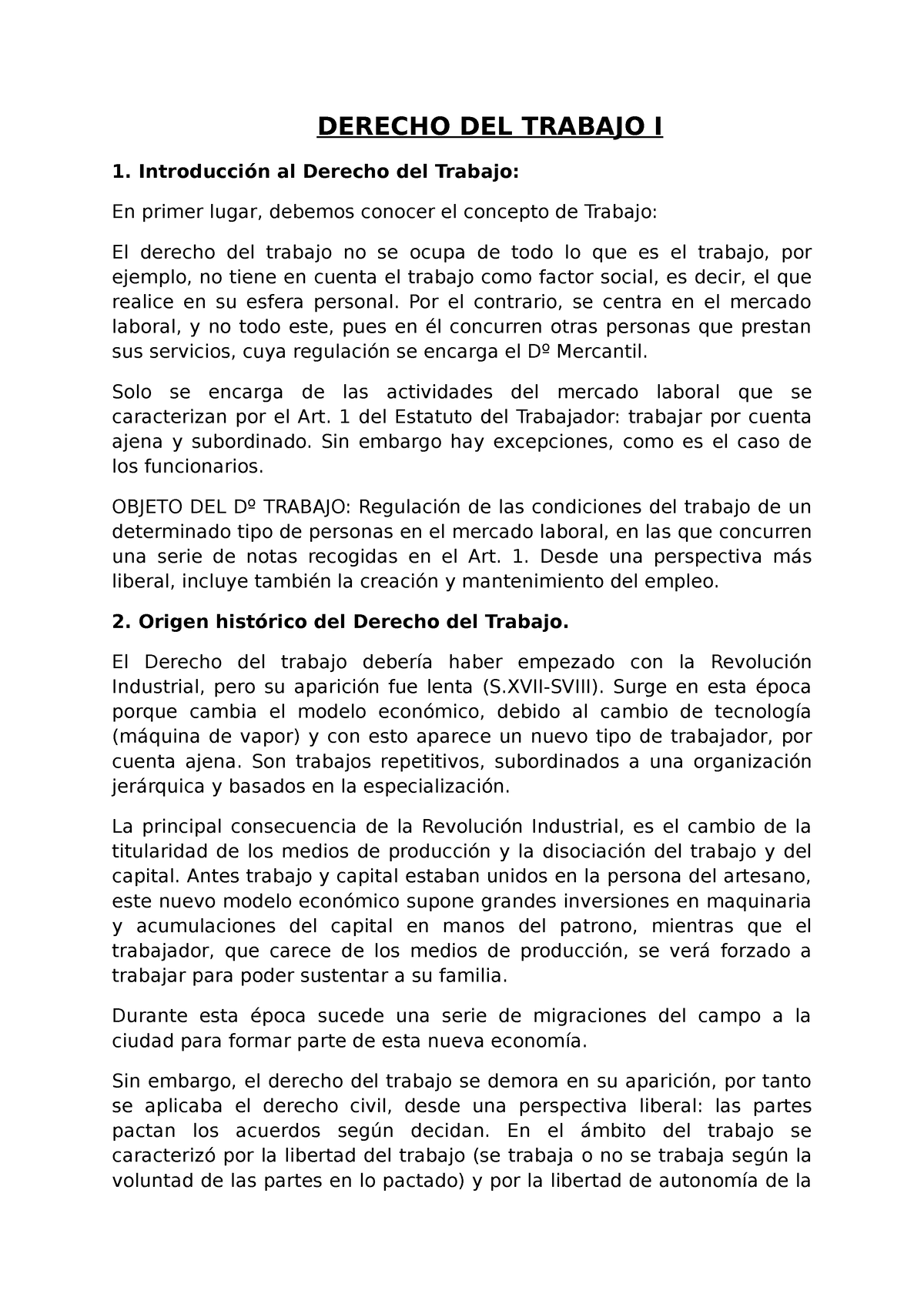 Derecho Del Trabajo I Derecho Del Trabajo I Introducción Al Derecho Del Trabajo En Primer 