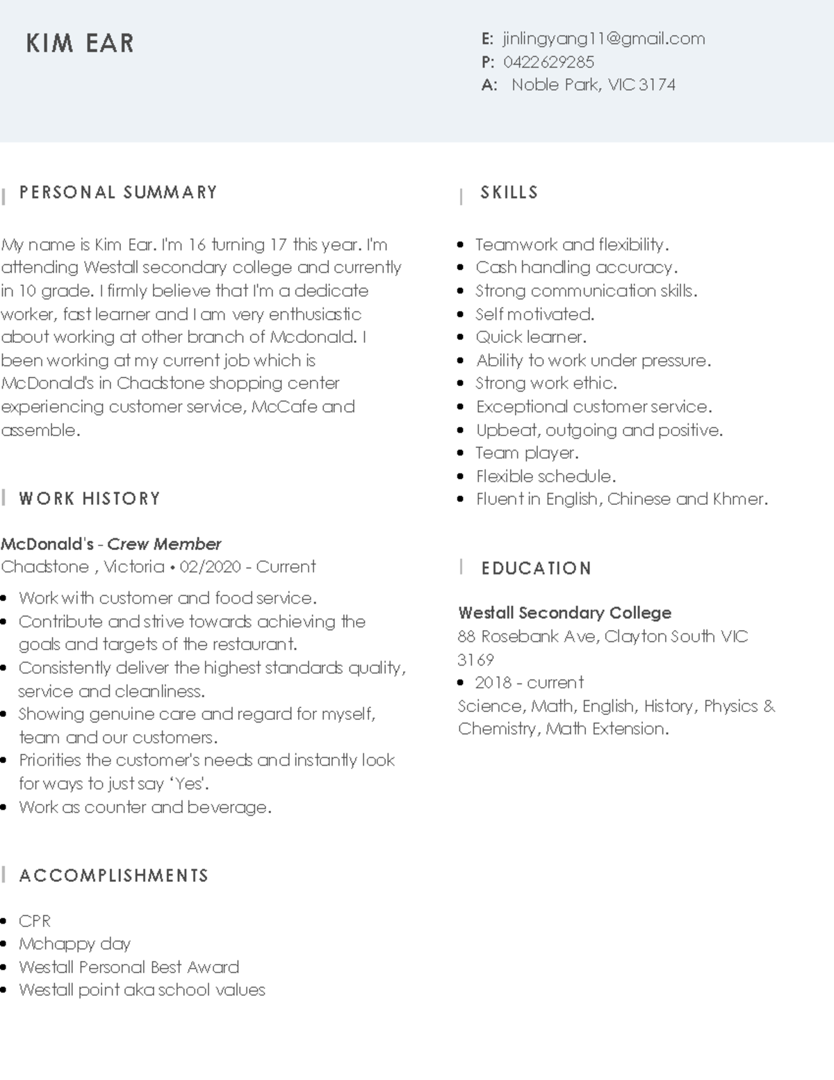 Kim Ear Resume 3 - note for bsuiness notes - KIM EAR E: jinlingyang11 ...