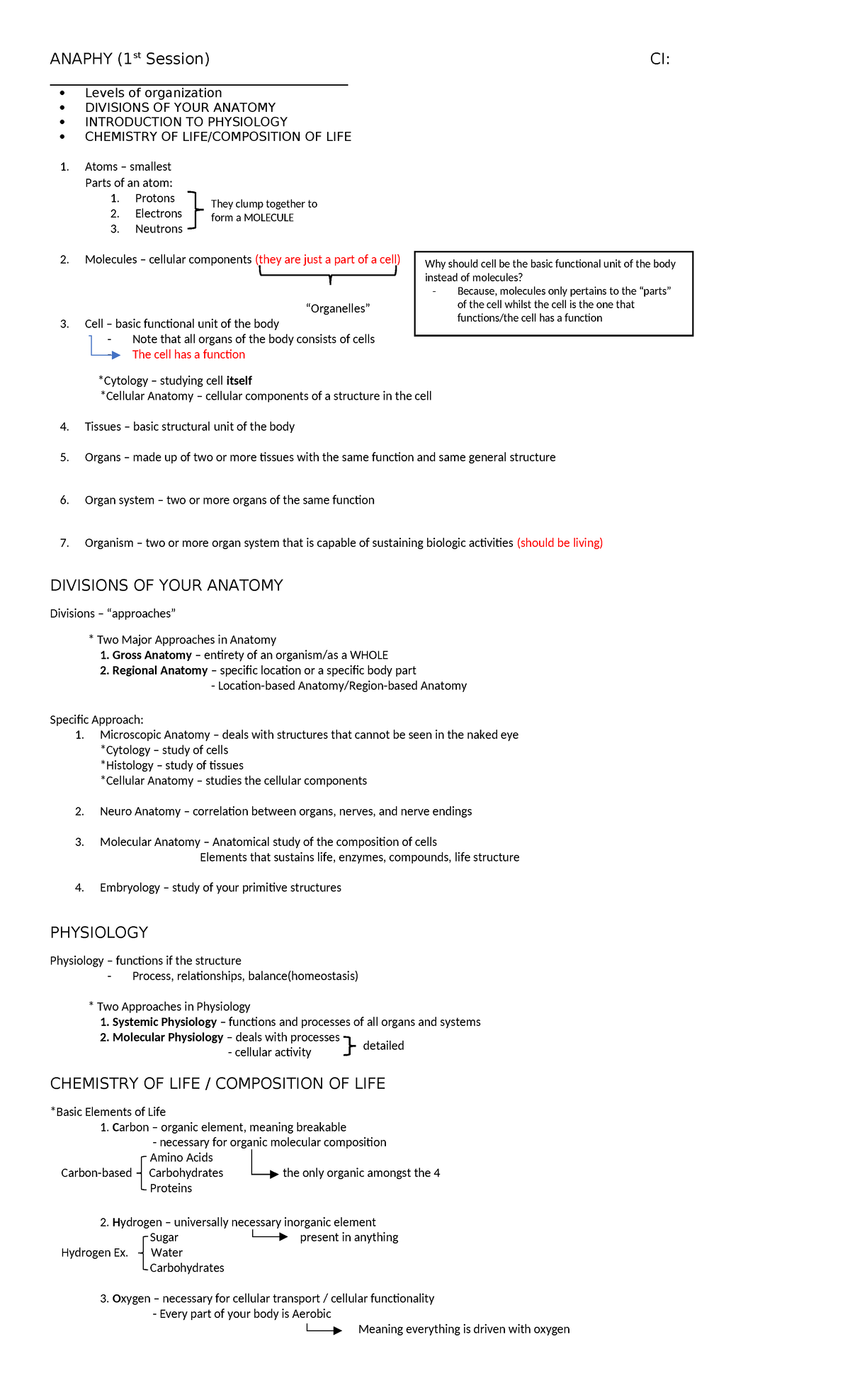 Anaphy Session 1 - ANAPHY (1st Session) CI ...